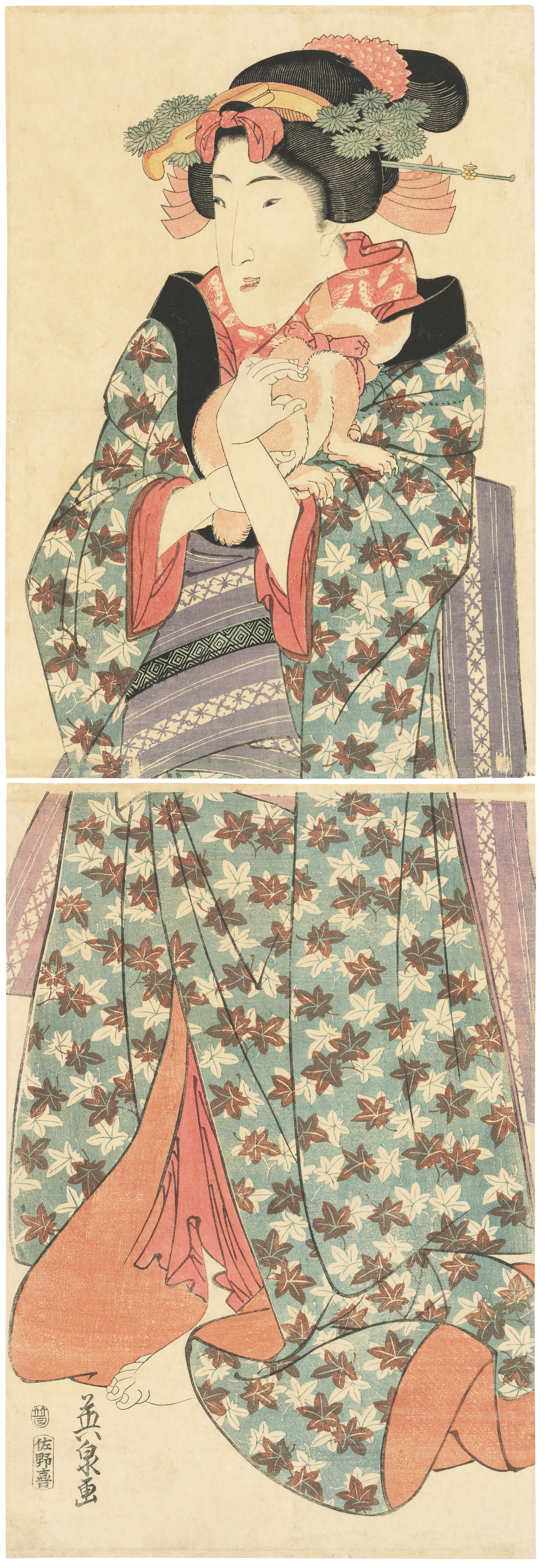 【BENTENSAMA GOD871 】Edwards KEISAI EISEN (1790-1848) UTAGAWA KUNISADA (1786-1865