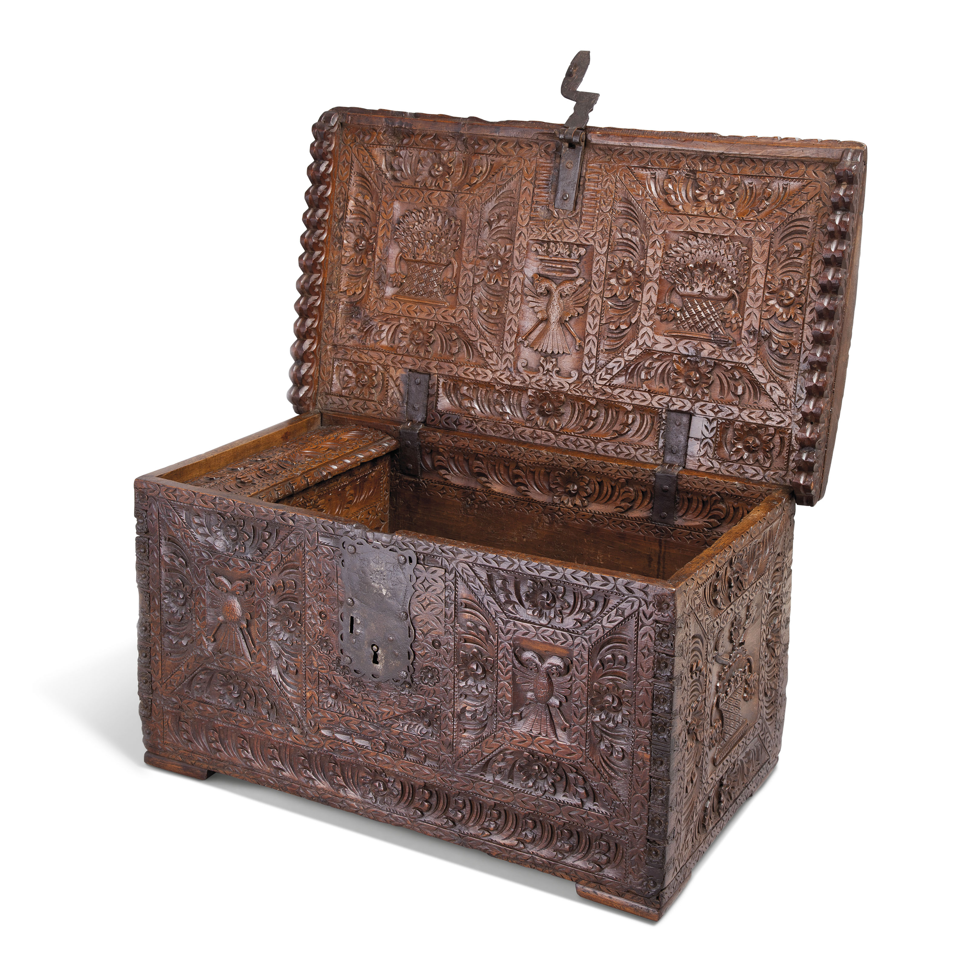 A MEXICAN INCENSE CEDAR DOMED CHEST , LATE 17TH/EARLY 18TH CENTURY