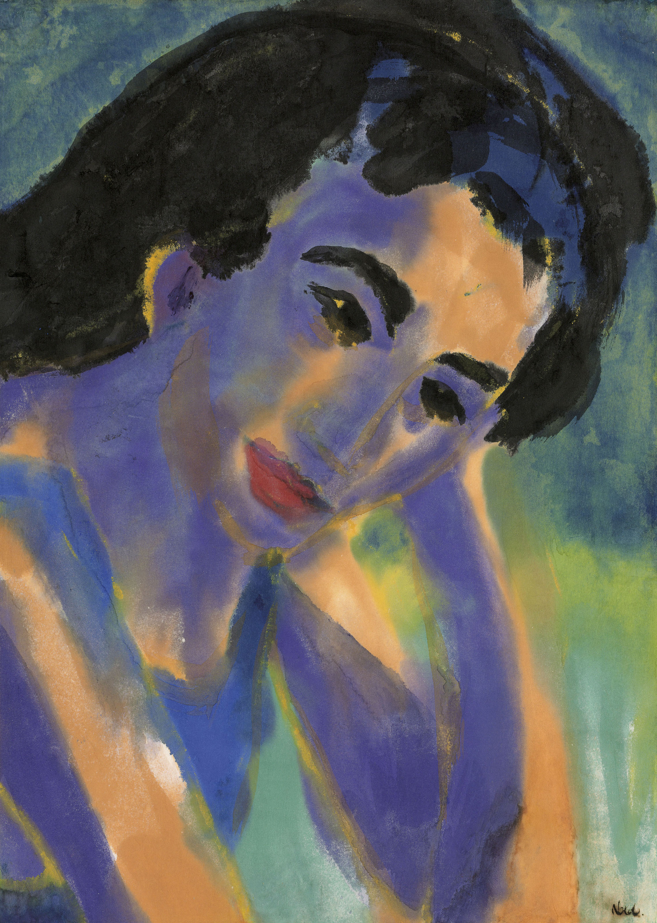 Emil Nolde 1867 1956 Kopf Eines Jungen Madchen 20th Century