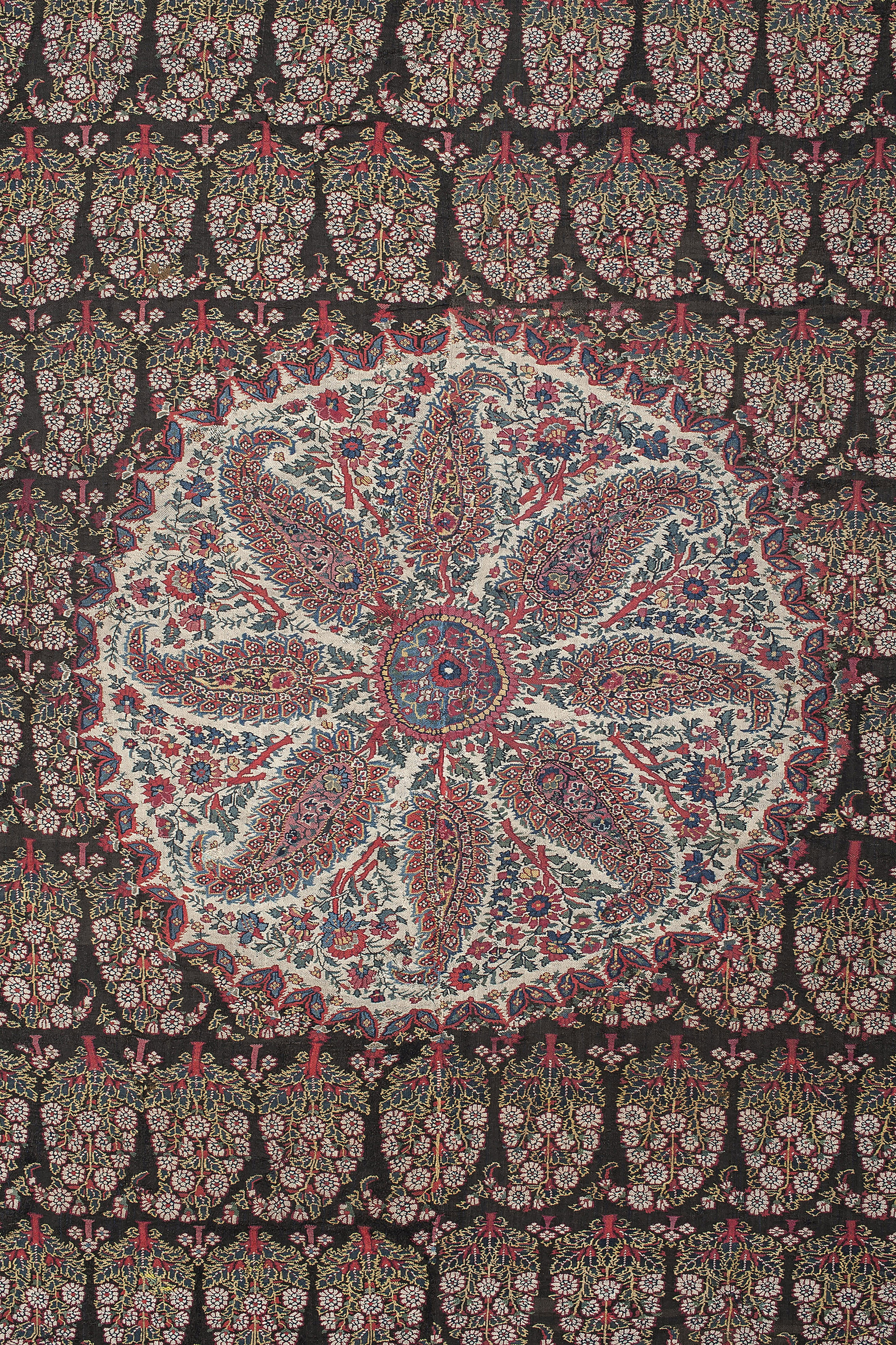 A moon shawl (chandar), North India, second quarter 19th century. 64⅞ x 67⅜in (165 x 171cm). Estimate: &pound;6,000-10,000. Offered in An Important Private Collection of Kashmir Shawls, 11-18 June 2019, Online