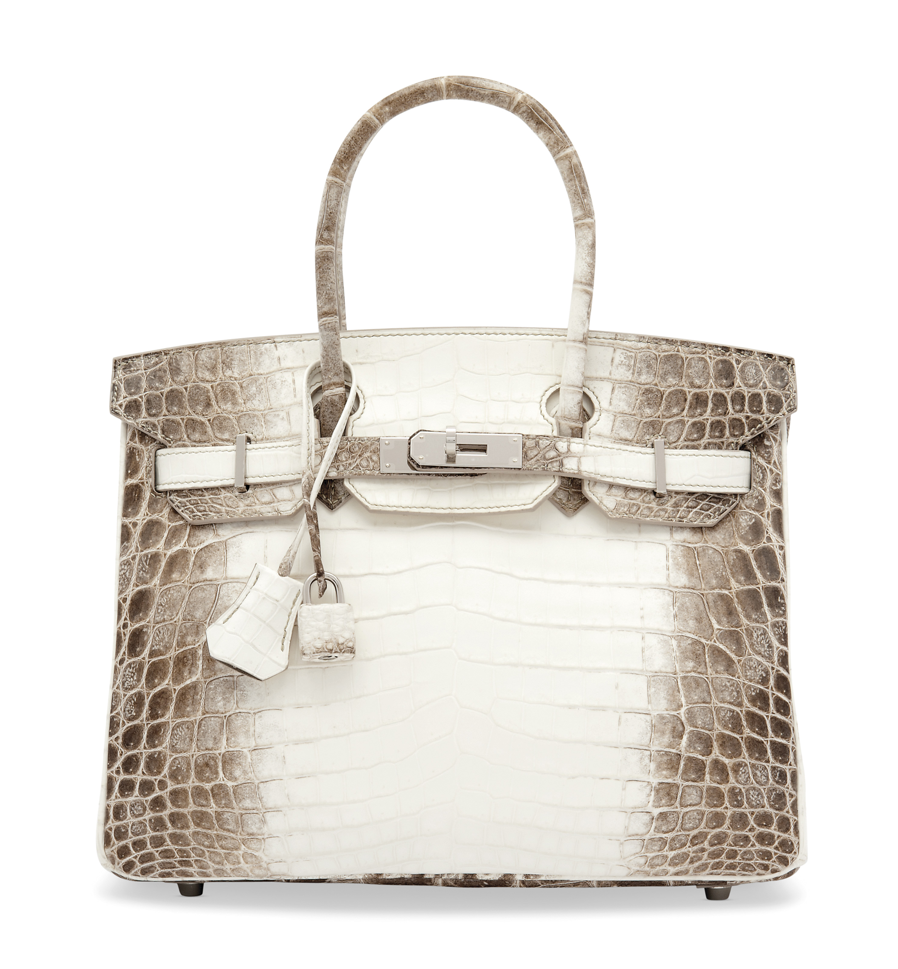 A RARE MATTE WHITE  HIMALAYA NILOTICUS CROCODILE  BIRKIN 30 