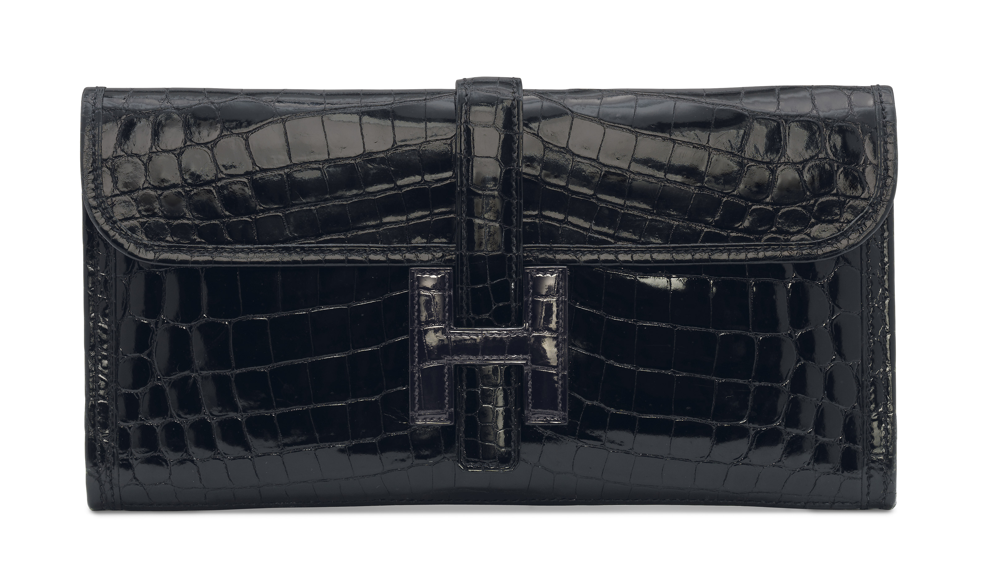 A BLACK CALF BOX LEATHER KELLY CUT WITH GOLD HARDWARE