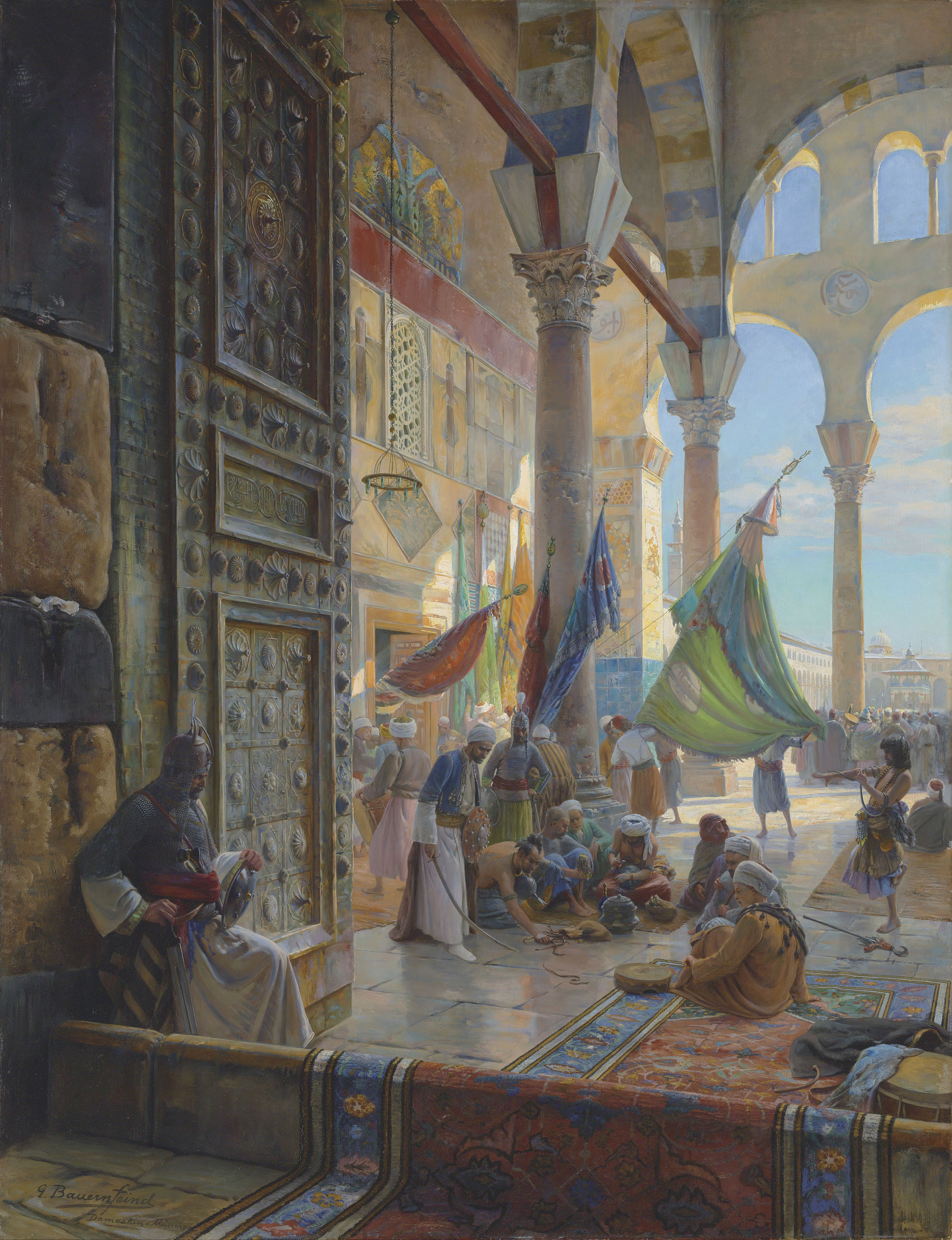 Gustav Bauernfeind (1848-1904), Forecourt of the Umayyad Mosque, Damascus, 1890. Oil on panel. 47&frac14; x 36&frac14;  in (120.8 x 92.2  cm).&nbsp;Sold for &pound;3,611,250 on 29 April 2019 at Christie&rsquo;s in London