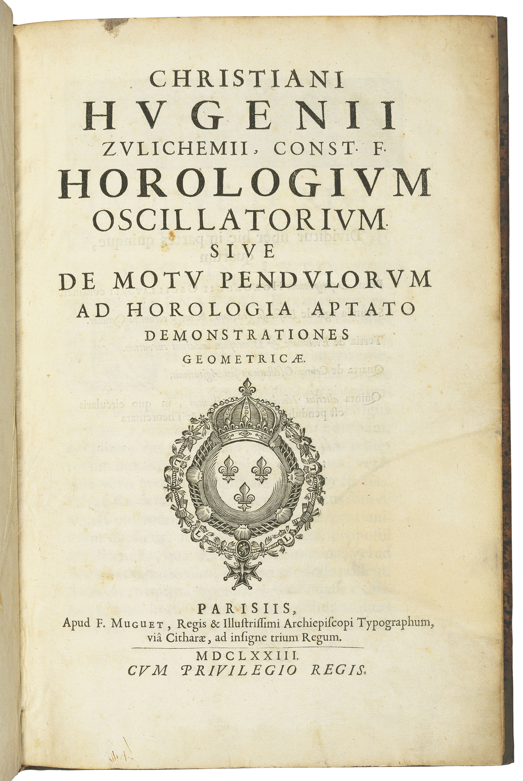 Huygens Christiaan 1629 1695 Horologium Oscillatorium Sive De Motu Pendulorum Ad Horologia Aptato Demonstrationes Geometricae Paris