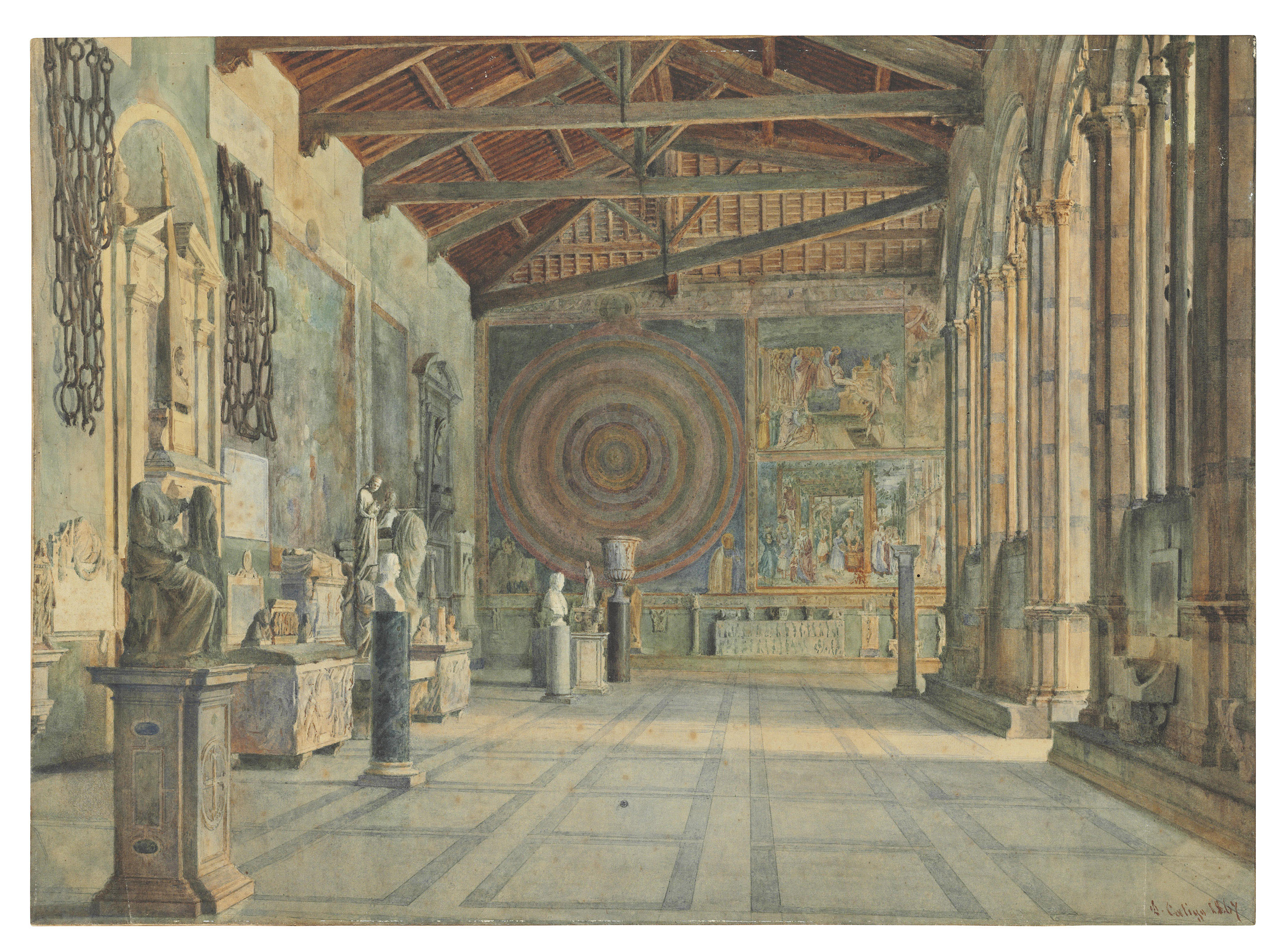 Catalog image of A view of the ambulatory of the cloister of the Campo Santo Monumentale, Pisa