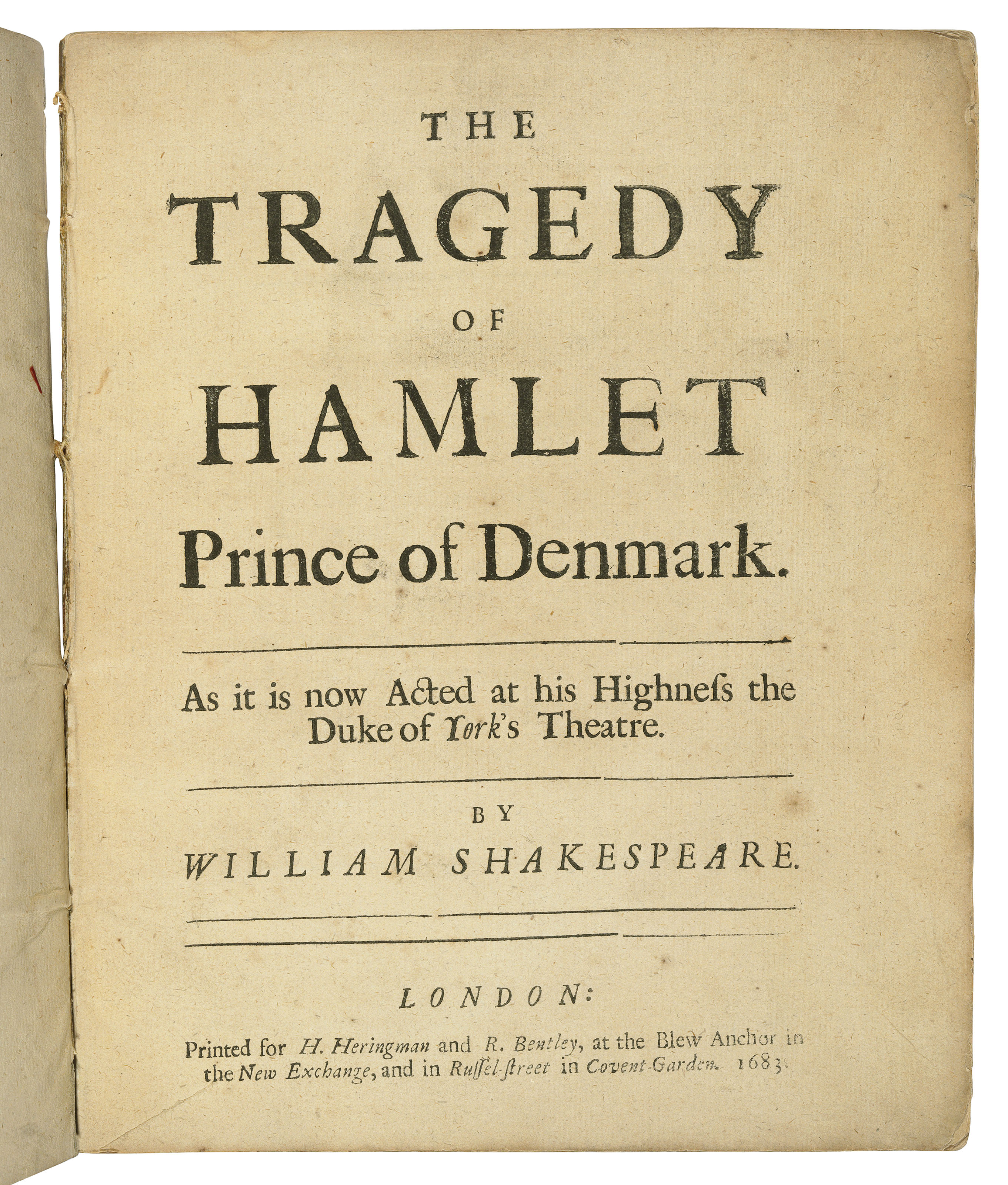 shakespeare william 1564 1616 the tragedy of hamlet prince of denmark as it is now acted