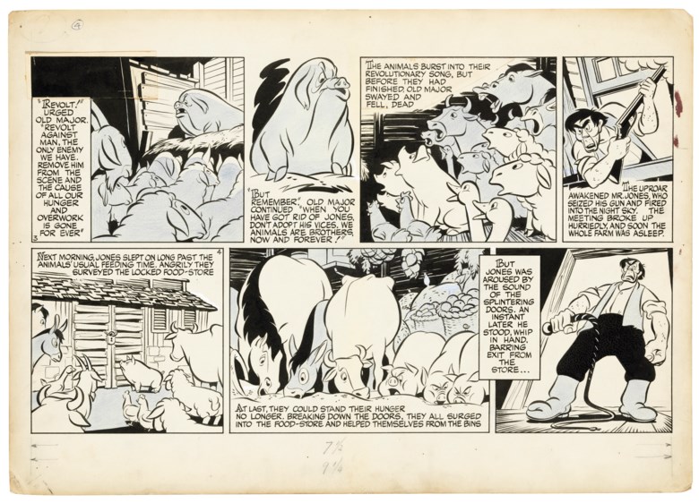 Harold Whitaker’s original illustrations for the Animal Farm strip cartoon. Estimate £20,000-30,000. Offered in Valuable Books & Manuscripts on 11 December 2019 at Christie’s in London