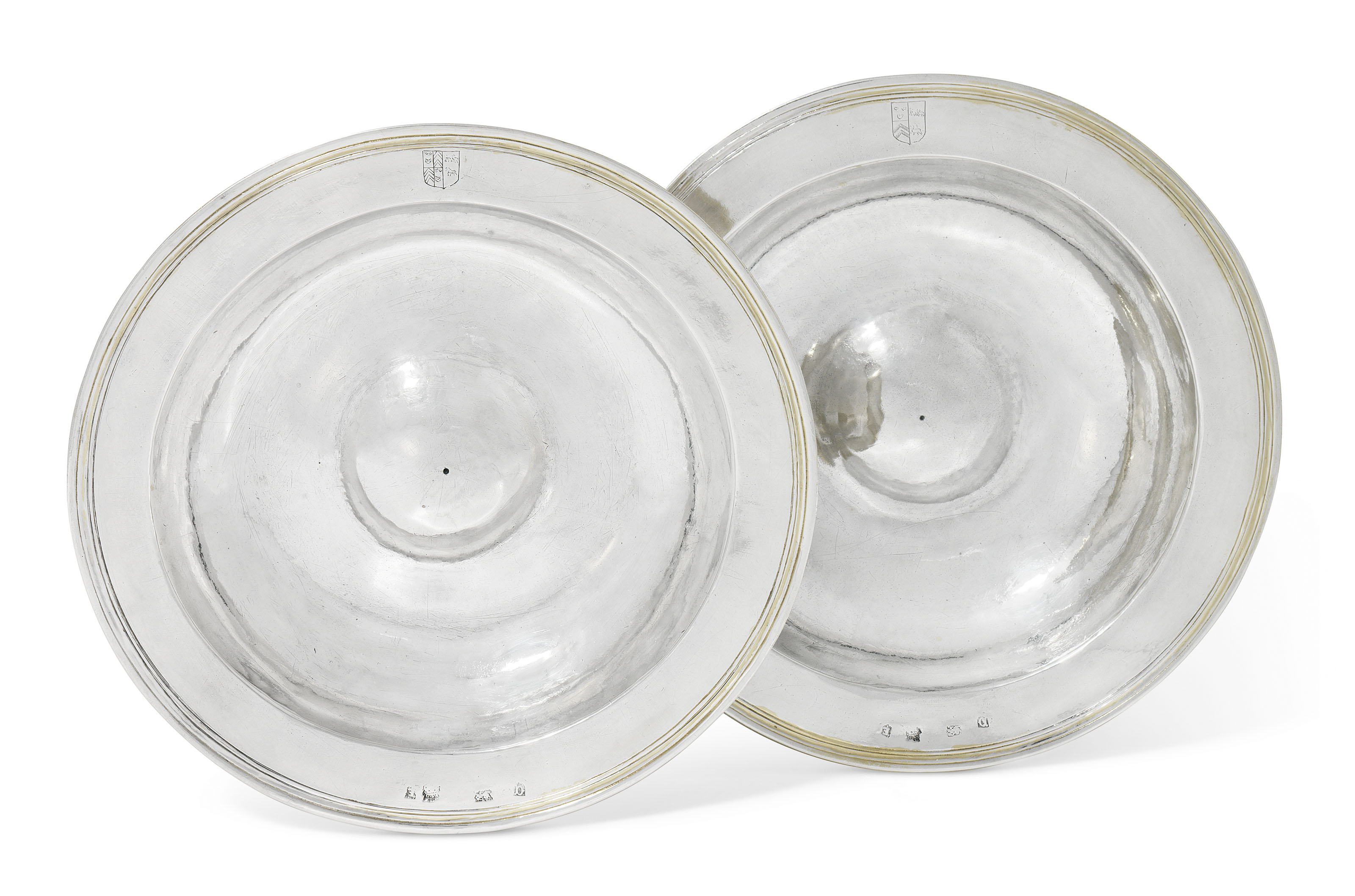 A pair of Elizabeth I silver dishes from the &lsquo;Armada Service&rsquo;, London, 1600 and 1601. 8&frac14;  in (21  cm)  diameter. Estimate: &pound;150,000-200,000. Offered in The David Little Collection of Early English Silver on 3 December 2019 at Christie&rsquo;s in London