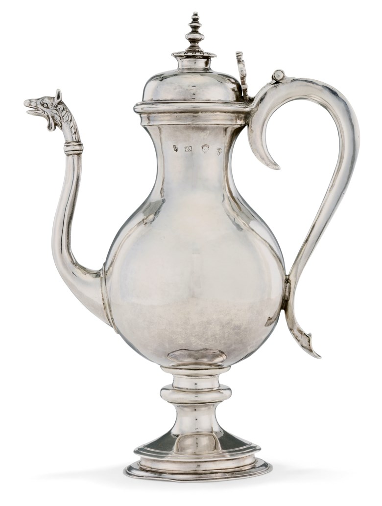 A Charles I silver ewer, London, 1625. 12¼  in (31  cm) high. Estimate £150,000-200,000. Offered in The David Little Collection of Early English Silver on 3 December 2019 at Christie’s in London