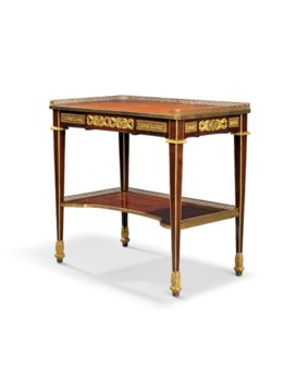A Royal Louis Xvi Ormolu Mounted Mahogany Ebony And Fruitwood Table A Ecrire
