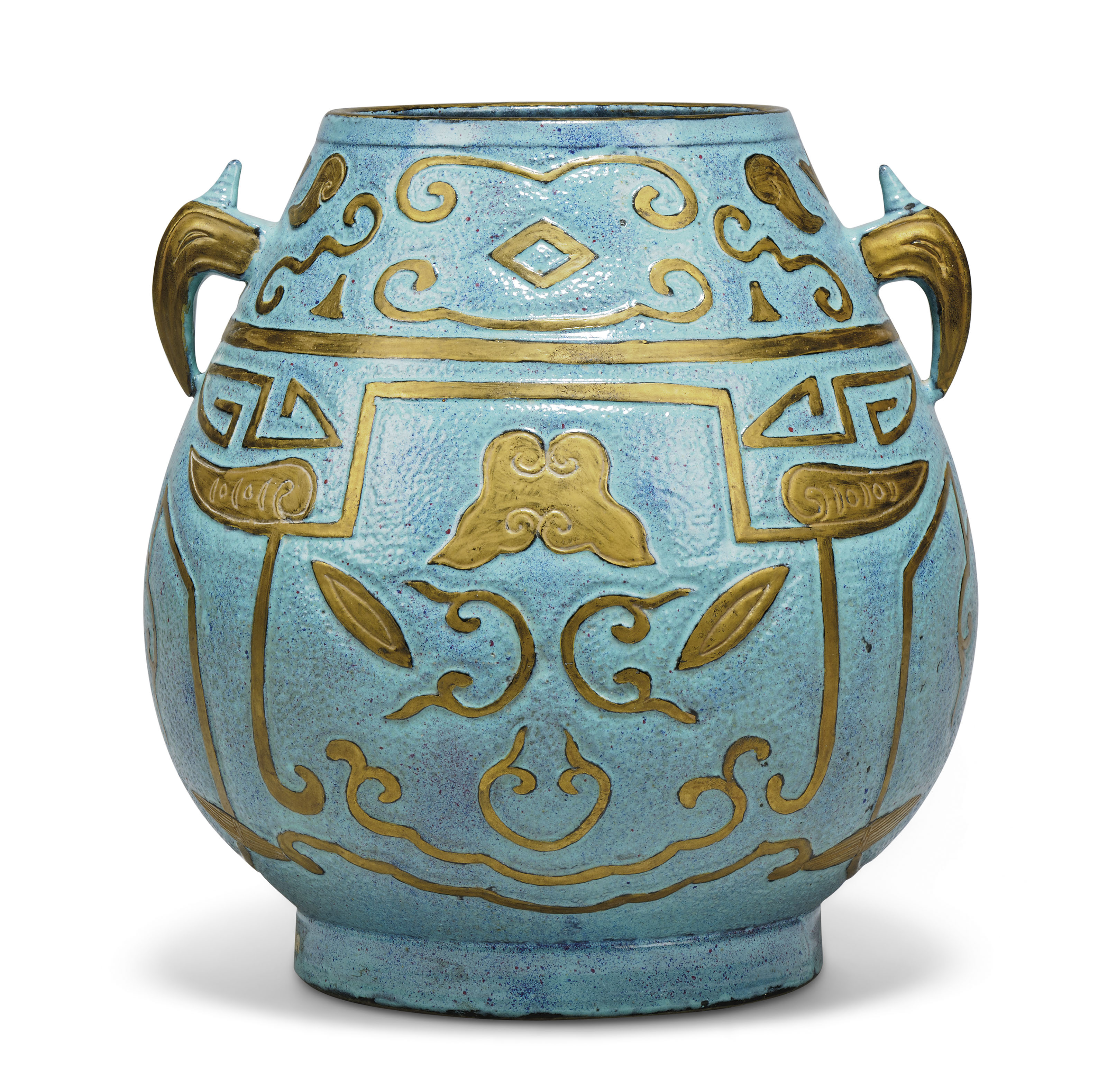 A LARGE CHINESE ROBIN S EGG  GLAZED VASE  HU