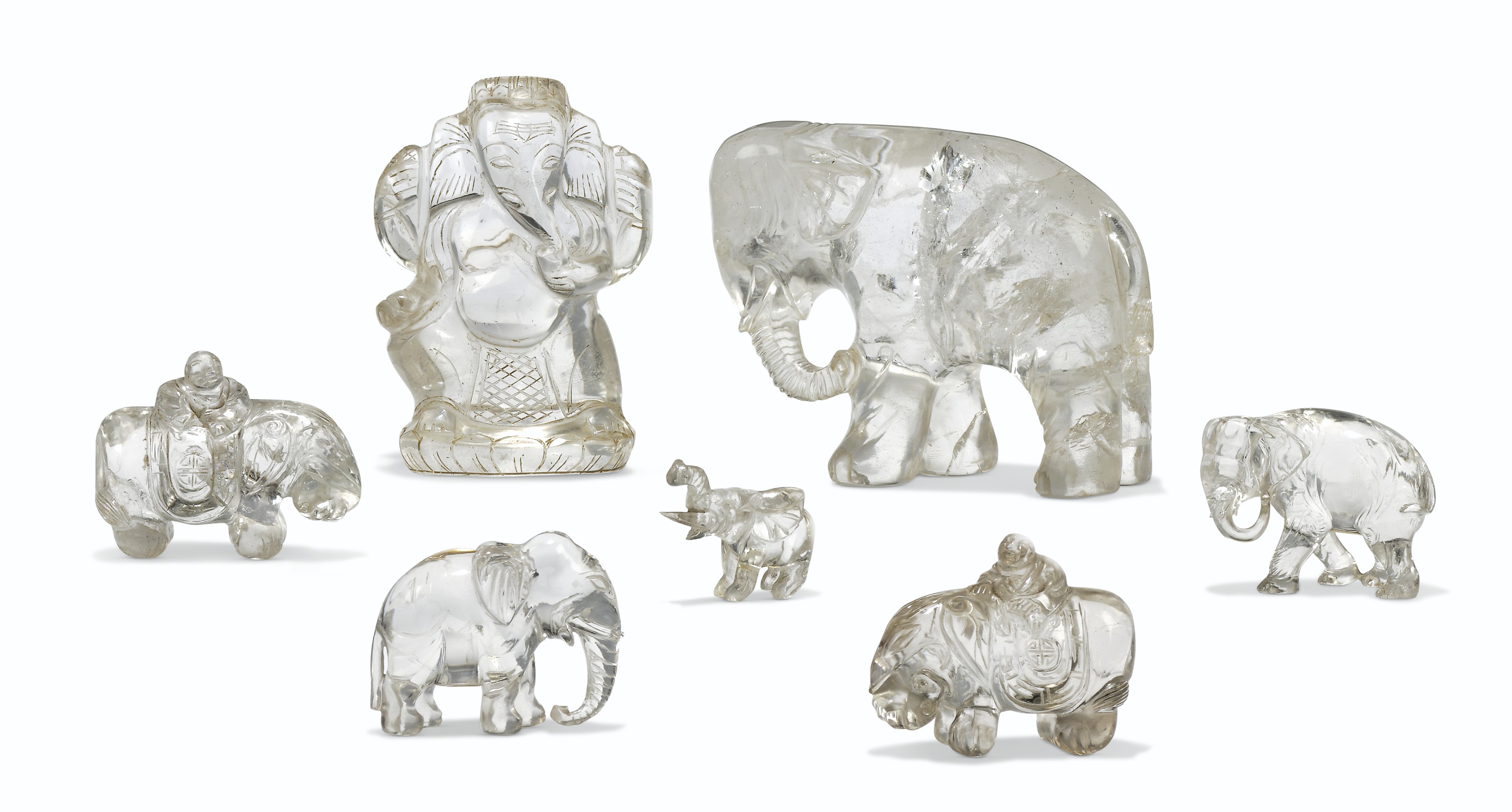 A COLLECTION OF SIX ROCK CRYSTAL ELEPHANTS , 19TH/20TH CENTURY Christie's