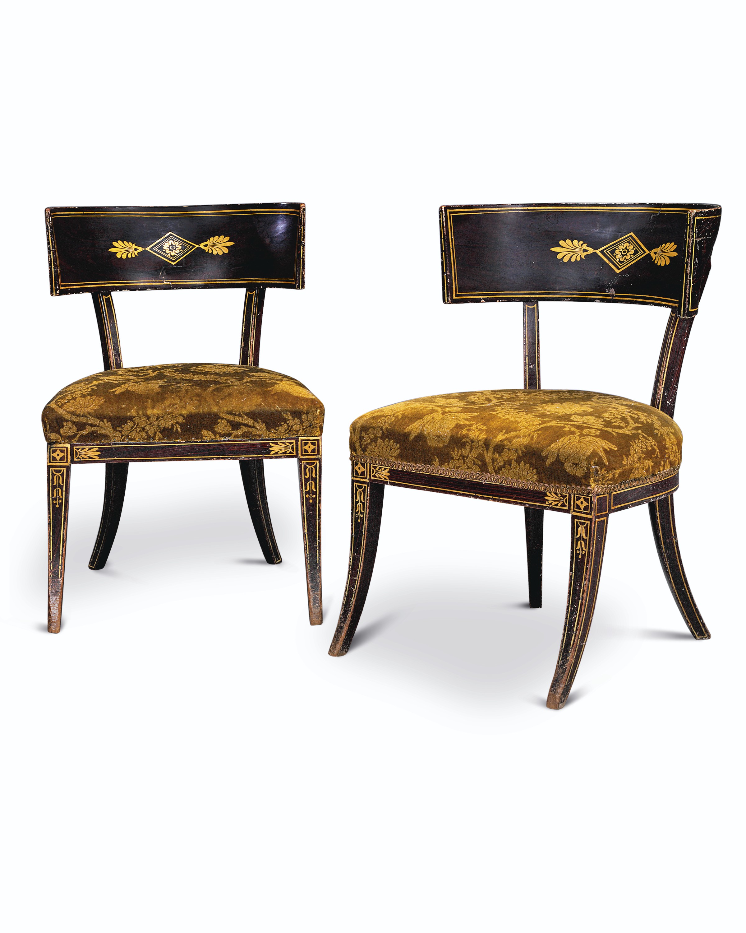 A Pair Of Regency Cream Painted And Simulated Rosewood Klismos
