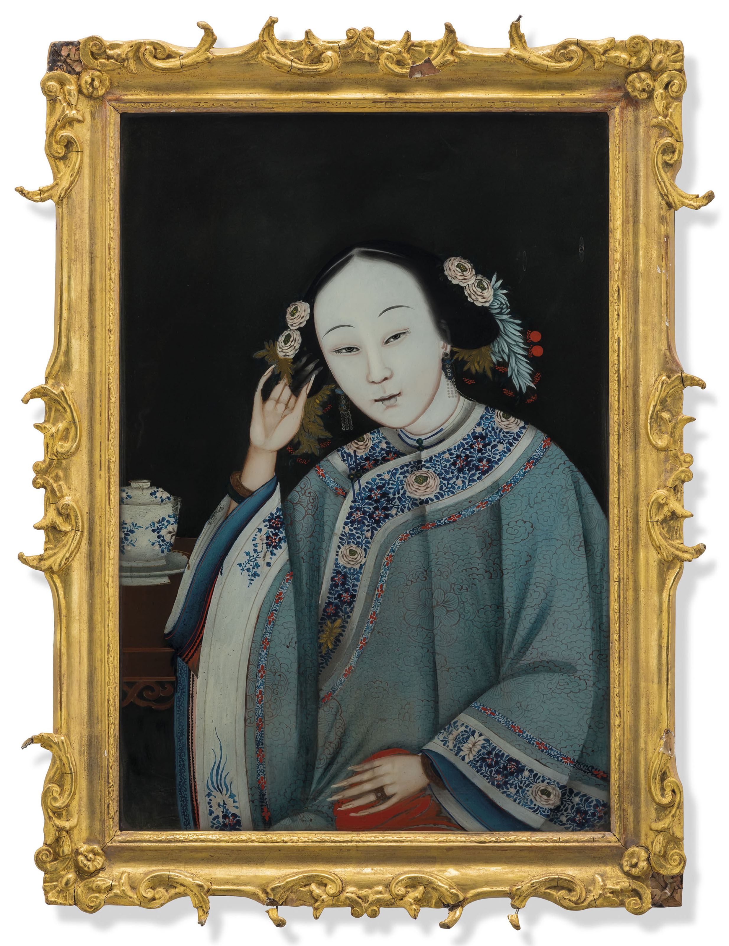 A Pair Of Chinese Reverse Glass Paintings 19th Century