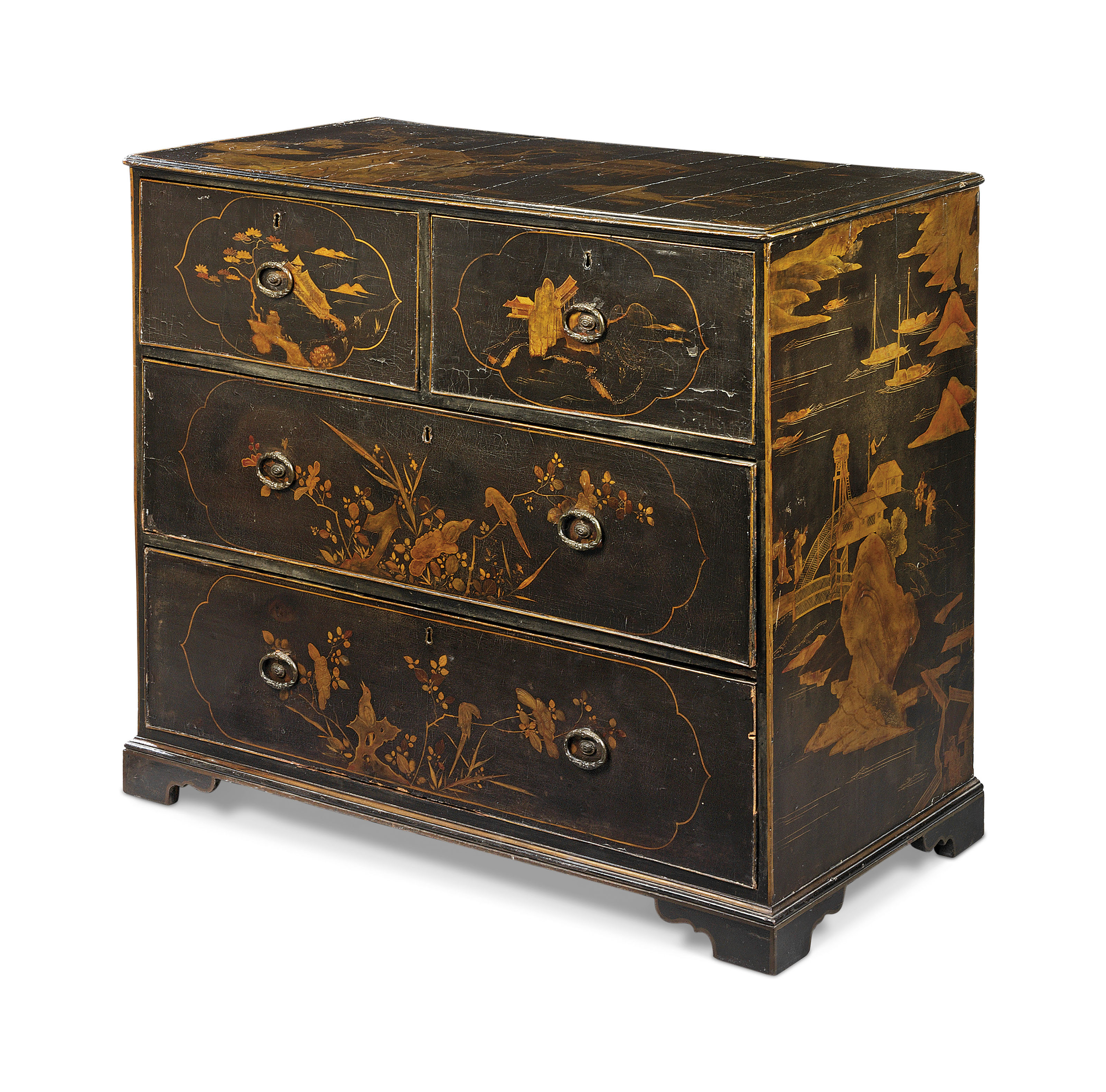 A George Iii Chinese Black And Gilt Lacquer Mounted And Japanned
