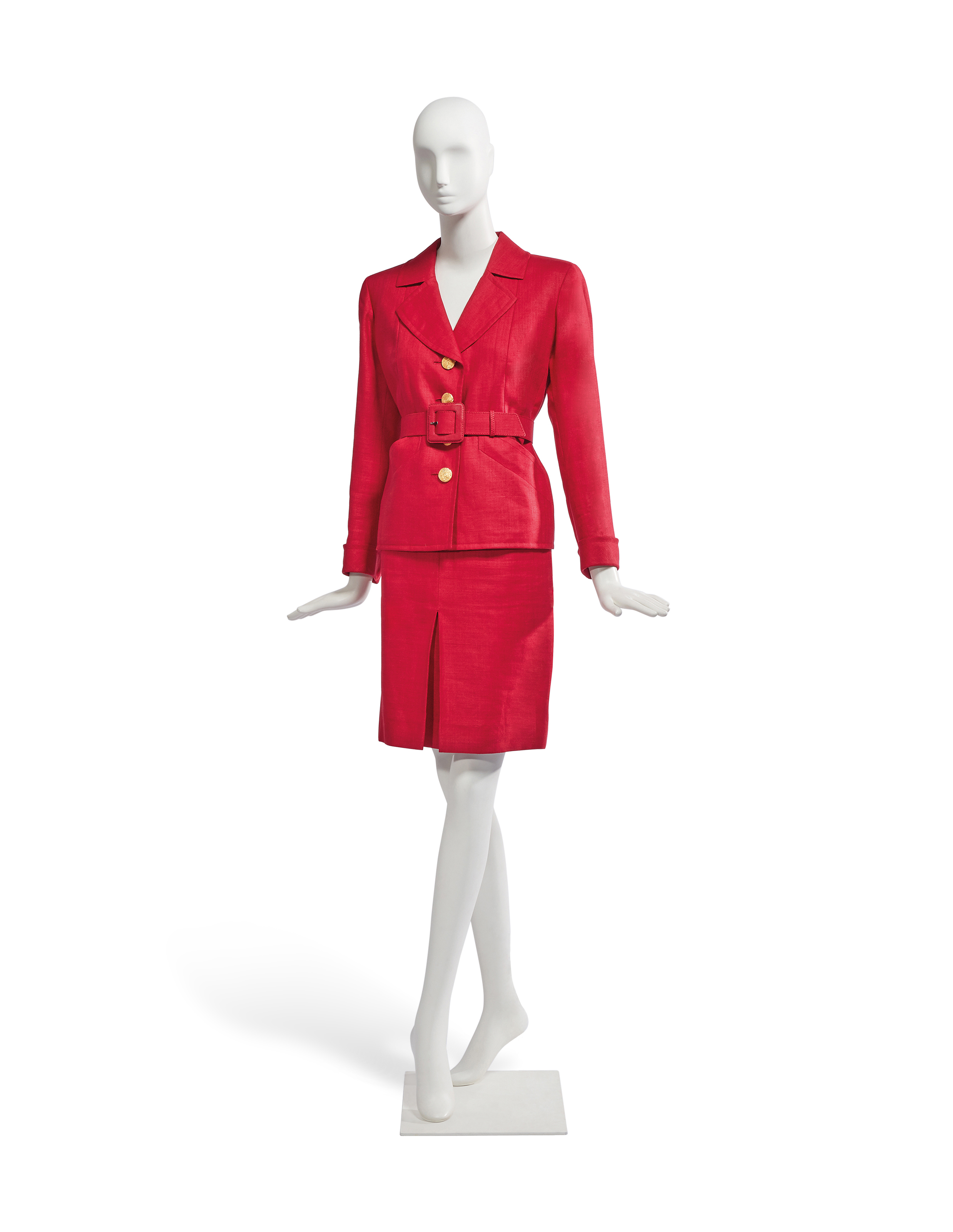 Fall 1989 Yves Saint Laurent Haute Couture Unlabeled Red Metallic Dress main image 1