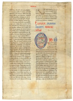 Bible A Leaf From A Giant Romanesque Bible In Latin Decorated Manuscript On Vellum France Mid 12th Century