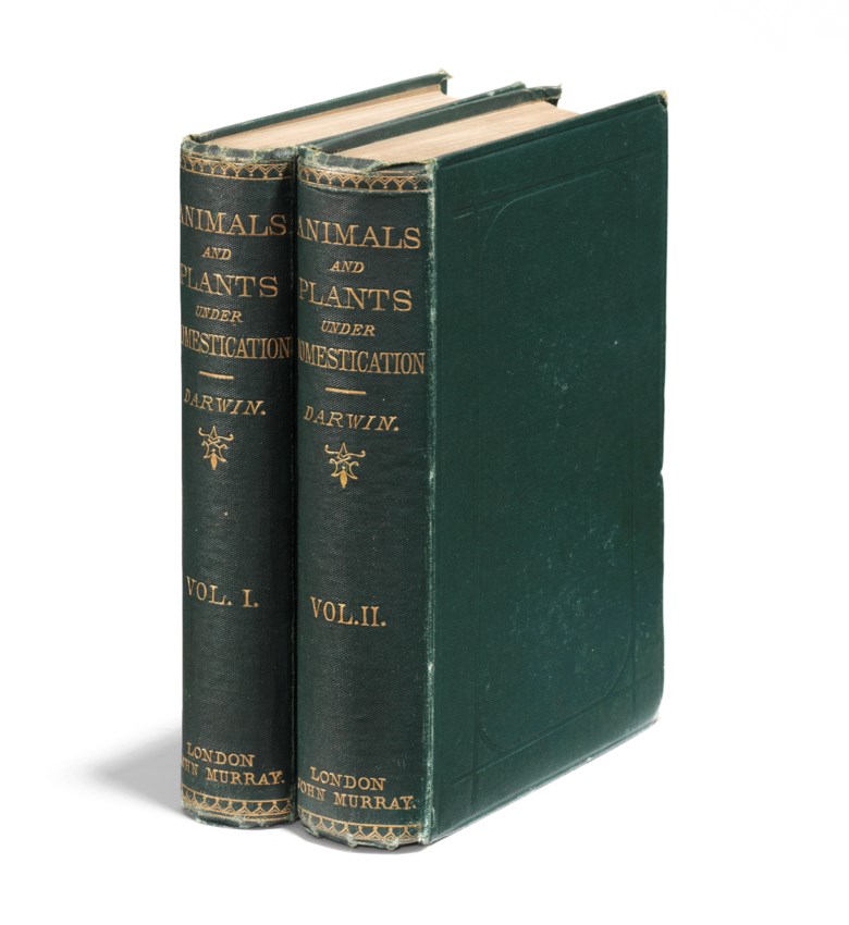Charles Darwin, The Variation of Animals and Plants under Domestication. Second edition, revised, fourth thousand. London John Murray, 1875. 2 volumes, crown octavo (185 x 120mm). Estimate £40,000-60,000. Offered in 
On the Shoulders of Giants Making the Modern World, 16-23 May 2019, Online