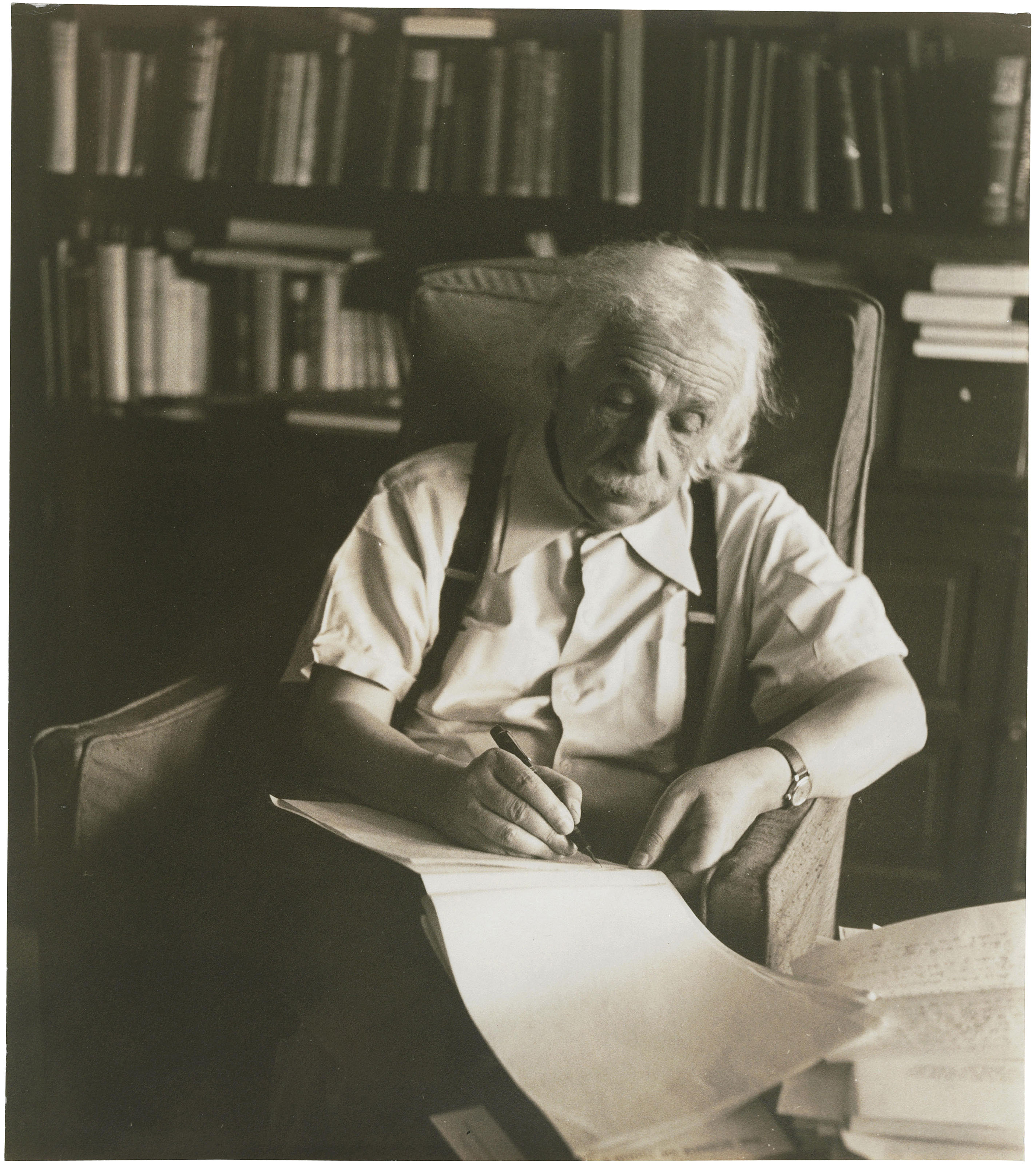 Deep In Thought In His Study Albert Einstein C 1950