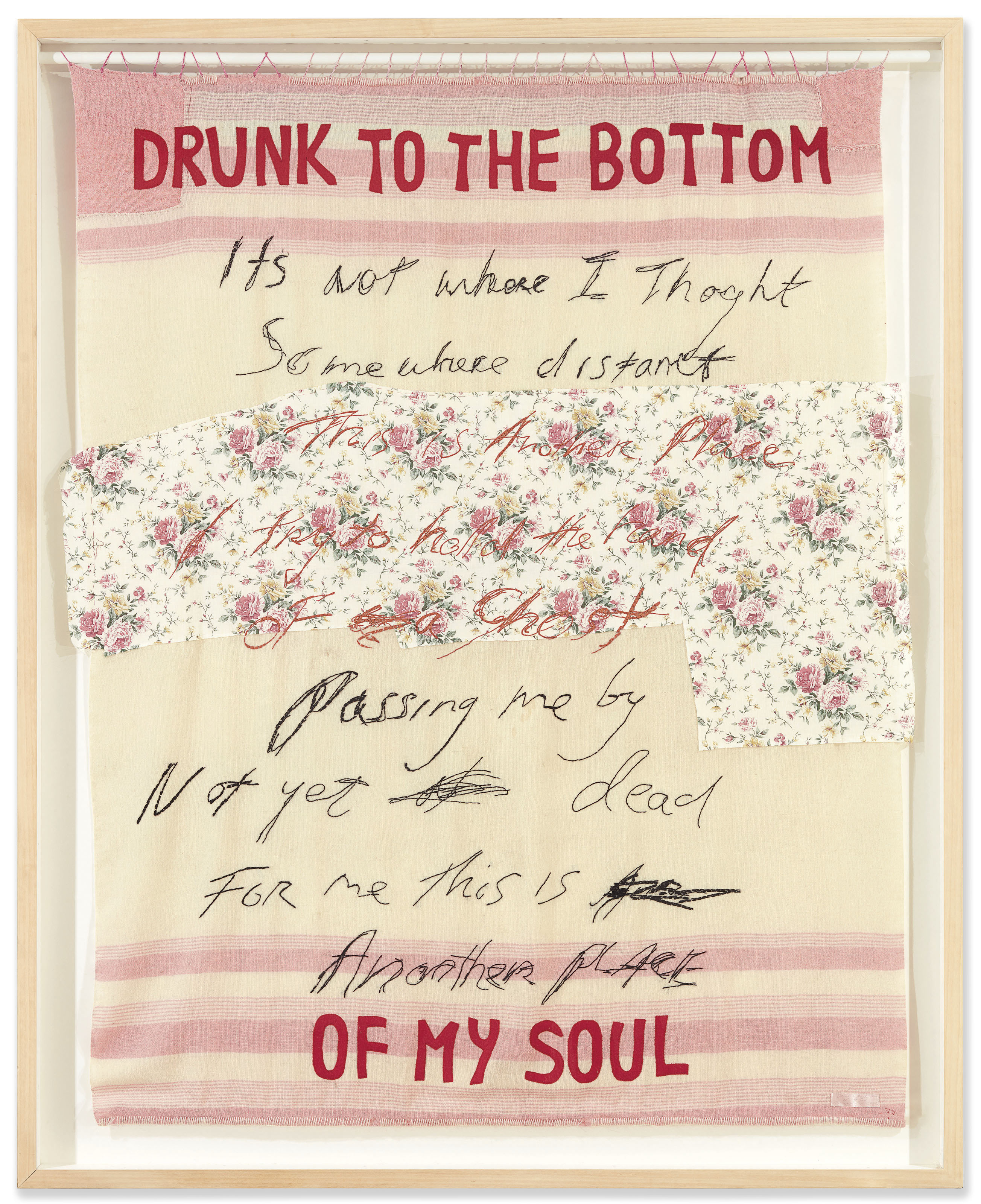 Tracey Emin (b. 1963), Drunk to the Bottom of My Soul, executed in 2002. Sold for &pound;275,000  on 14 March 2019 at Christie&rsquo;s in London