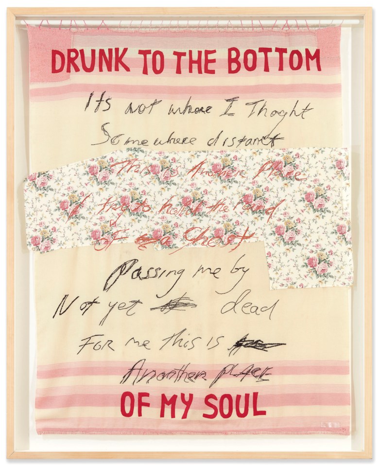 Tracey Emin (b. 1963), Drunk to the Bottom of My Soul, executed in 2002. Sold for £275,000  on 14 March 2019 at Christie’s in London