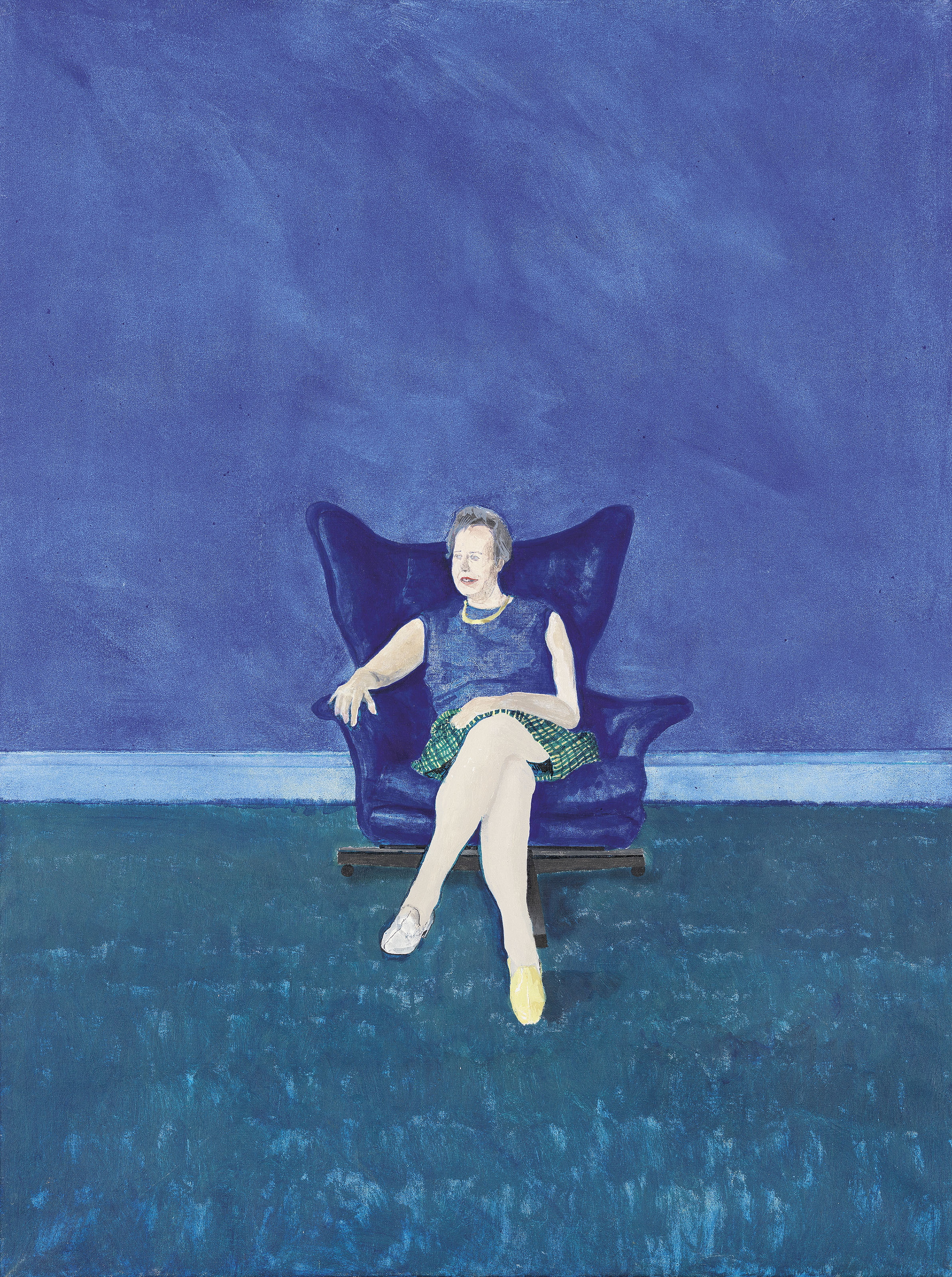 clinton in blue dress and red shoes In case you missed it: Here's the story behind that bizarre painting of  Bill Clinton in a blue dress seen in Jeffrey Epstein's home: