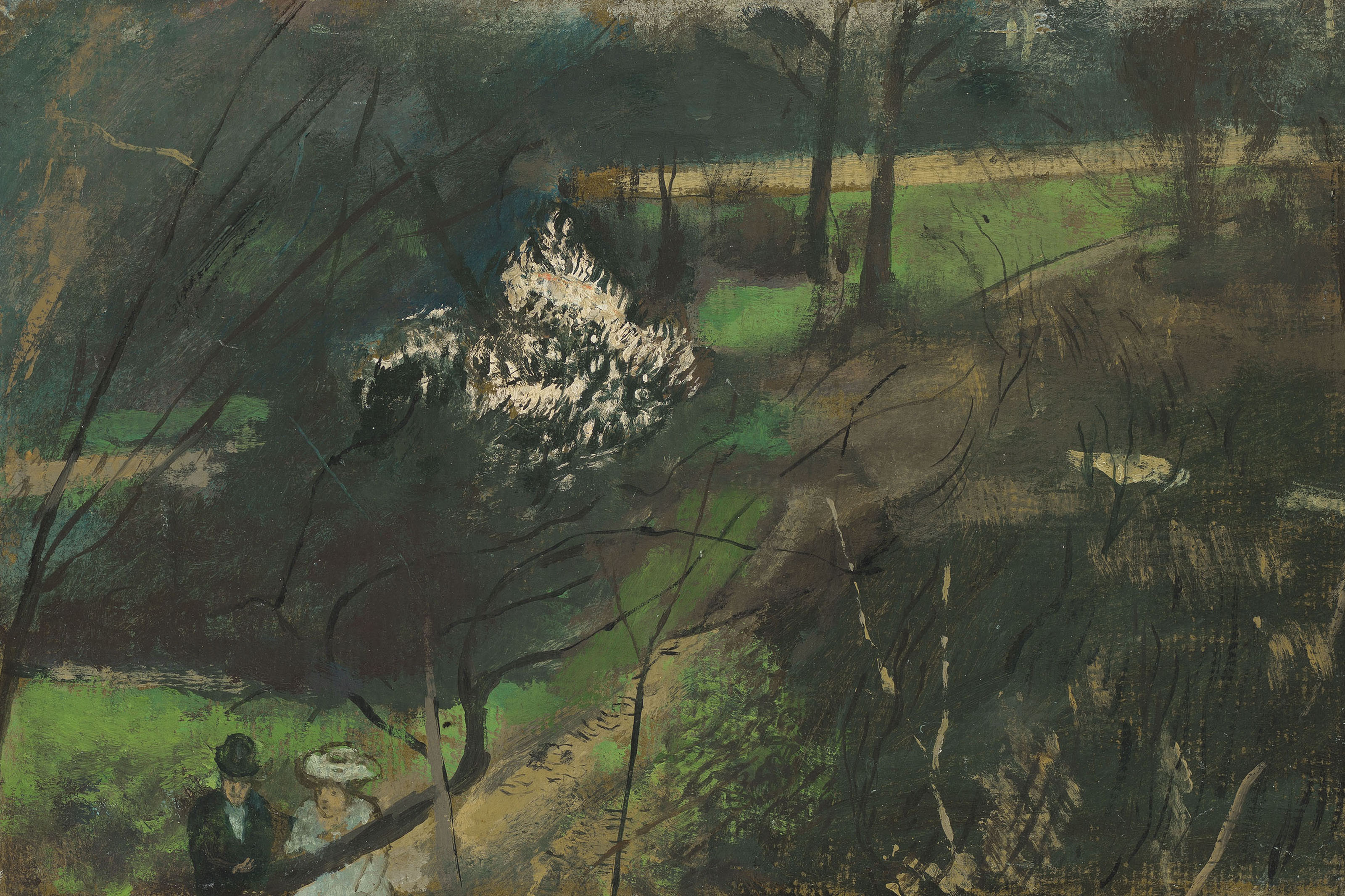 Carel Weight, R.A. (1908-1997) , Dans le vieux parc solitaire et glacé