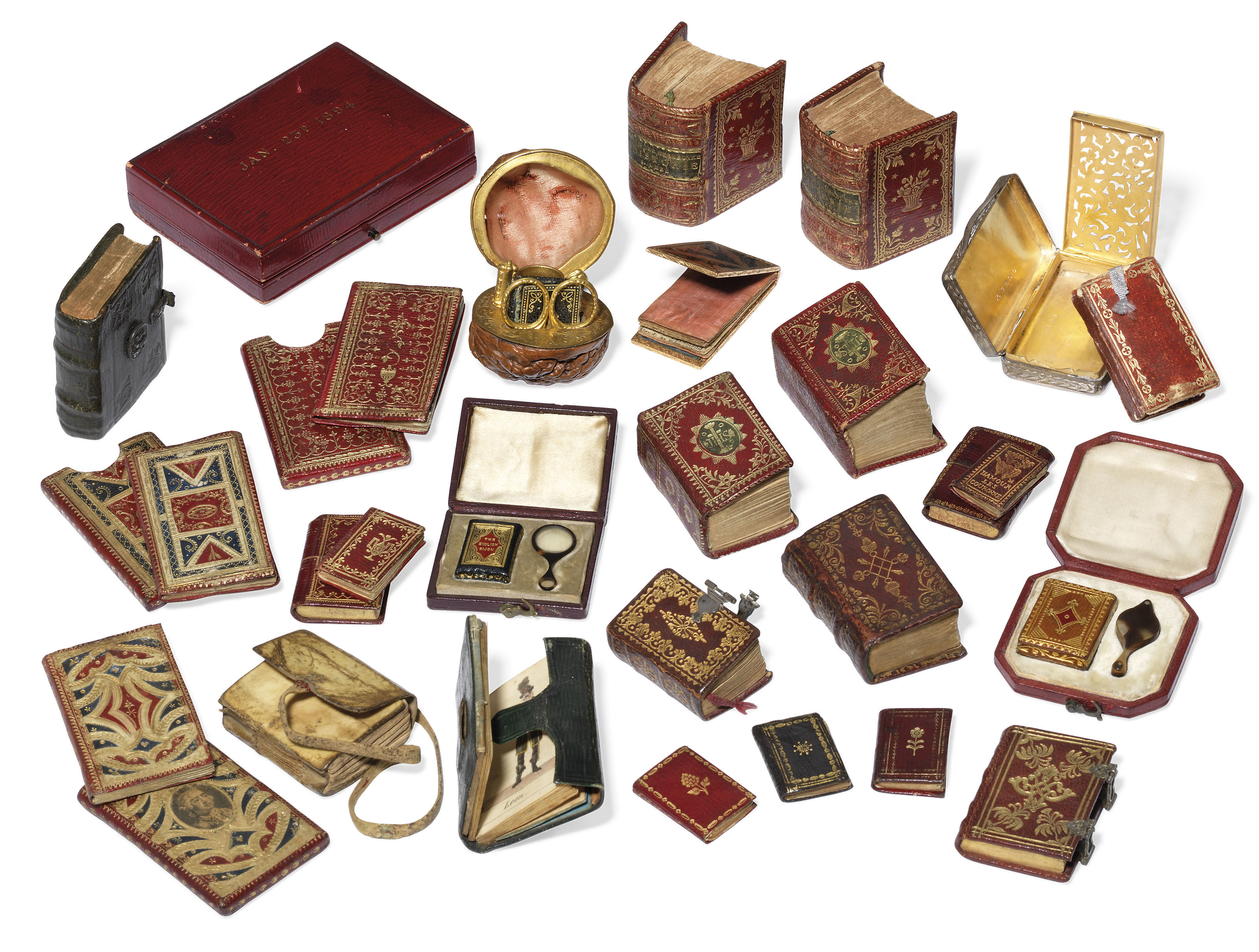 MINIATURE BOOKS A large collection of 214 volumes, dating from the