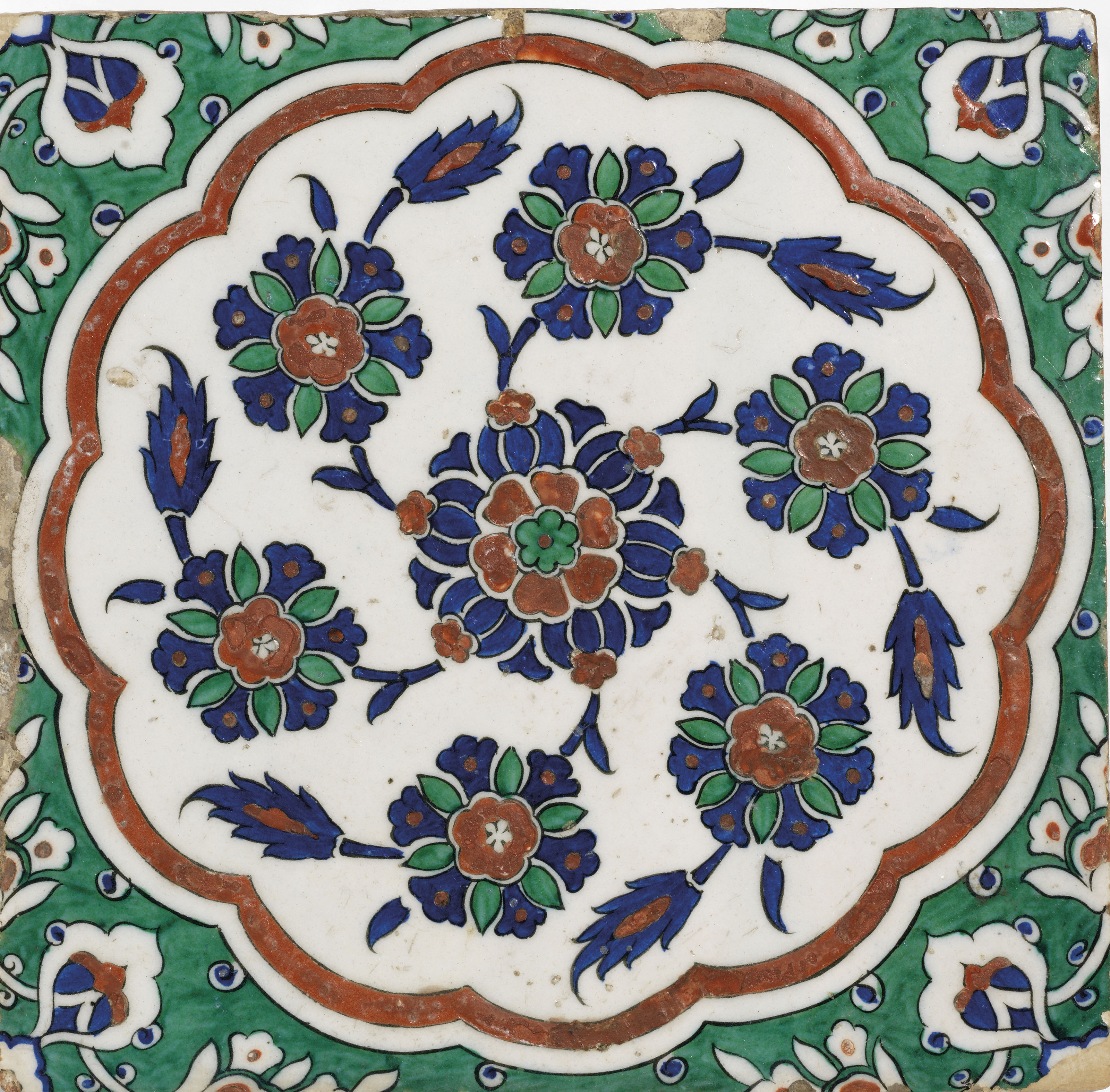 FOUR SQUARE IZNIK POTTERY TILES 