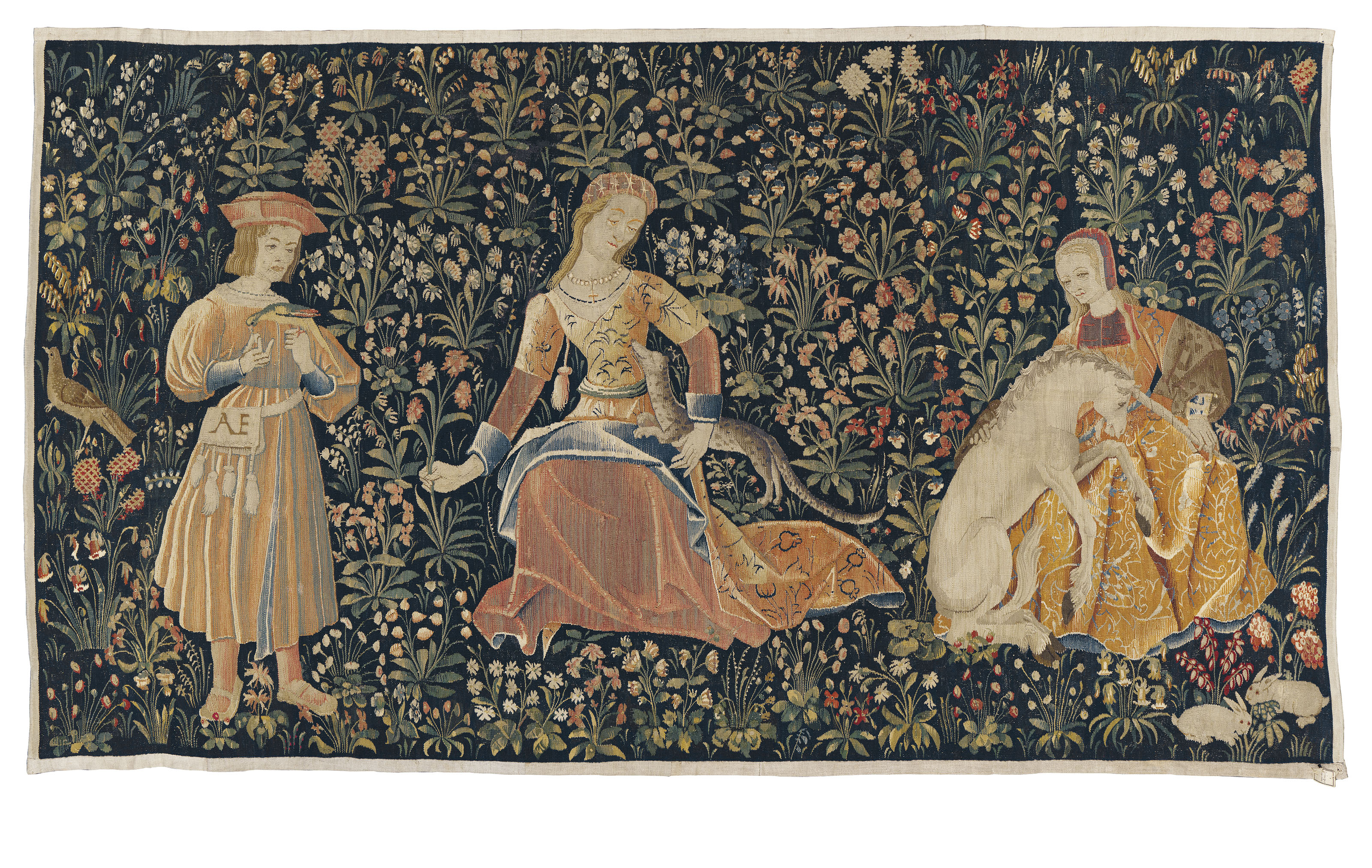 The Lady and the Unicorn, Flanders, circa 1500. 142 cm x 248 cm. Estimate: &pound;120,000-180,000. Offered in The Oliver Hoare Collection&nbsp;on 25 October 2019 at Christie&rsquo;s in London