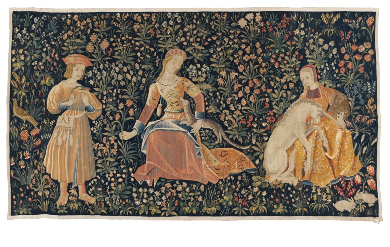 The Lady and the Unicorn, Flanders, circa 1500. 142 cm x 248 cm. Estimate £120,000-180,000. Offered in The Oliver Hoare Collection on 25 October 2019 at Christie’s in London