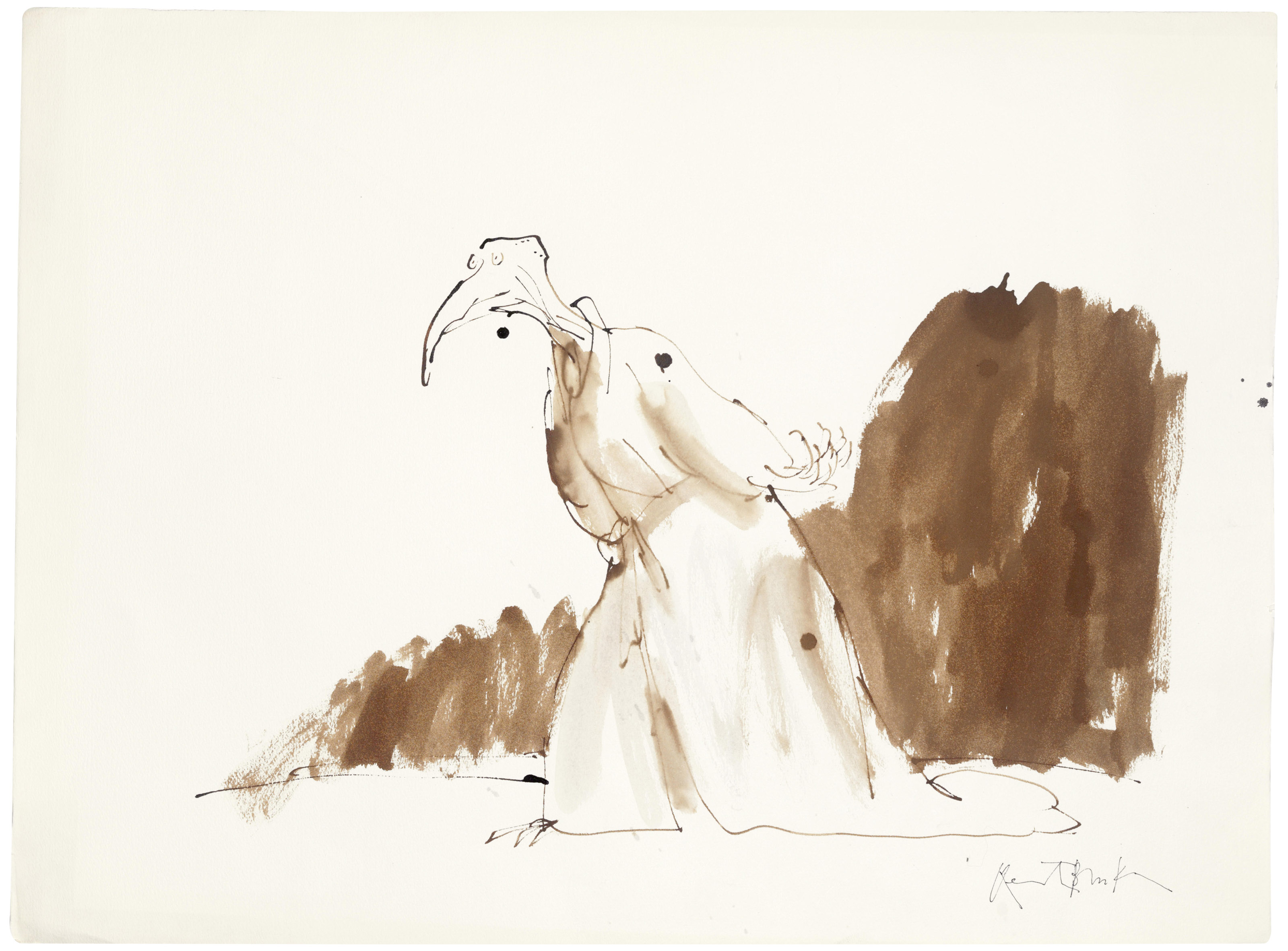Quentin Blake (b.1932), Birds as People #1. Pen, ink, watercolour, watercolour paper, signed. 570 x 765 mm. Estimate: &pound;3,000-5,000. Offered in 
Quentin Blake: Not in Books, 10-17 December 2019, Online