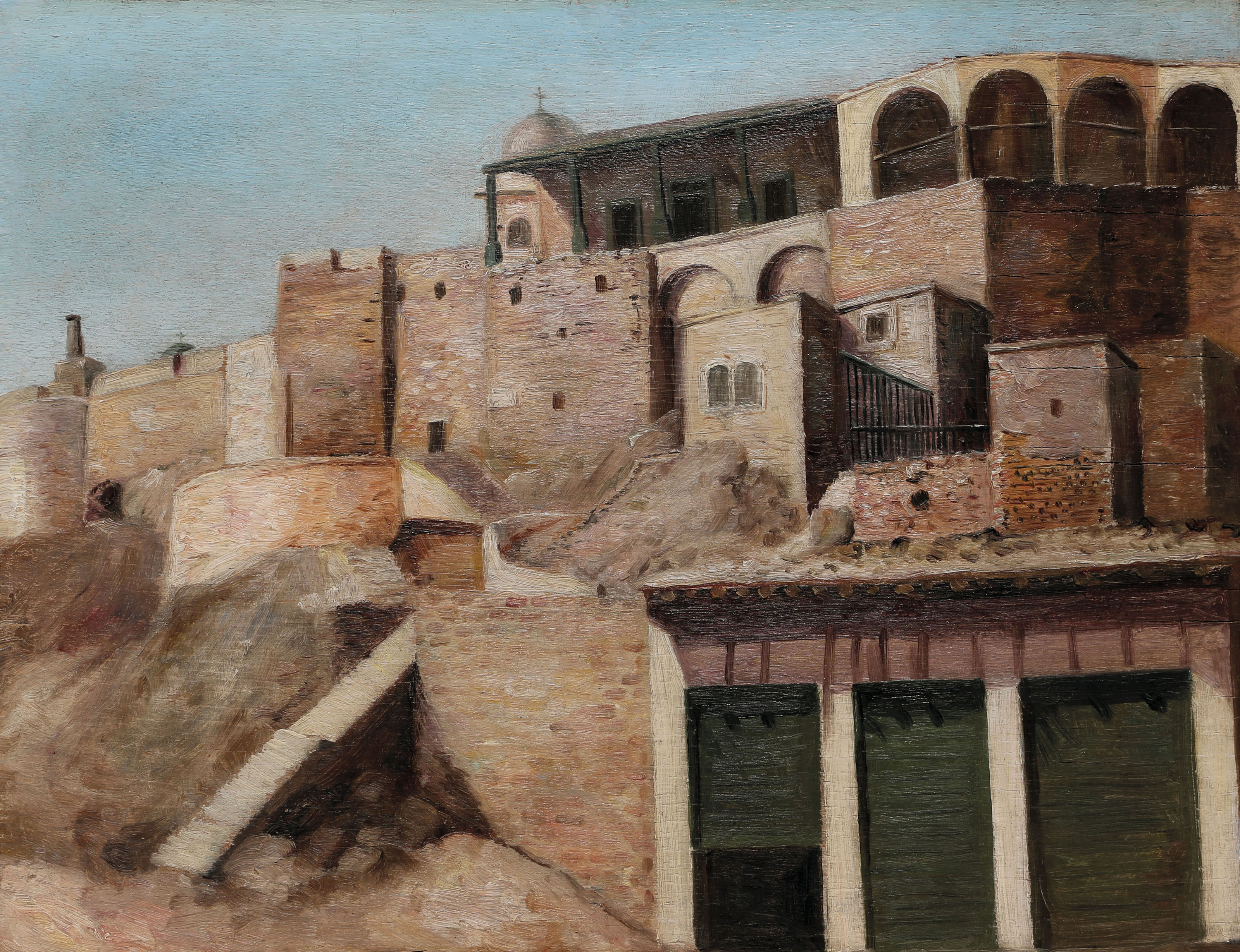 Nicola Saig (Palestinian, 1863-1942), Untitled (Deir Saidnaya), painted circa  1920s. 11¼ x 15 in (28.5 x 38 cm). Estimate: $35,000-45,000. Offered in Middle Eastern Modern & Contemporary Art on 23 March 2019 at Christie’s in Dubai