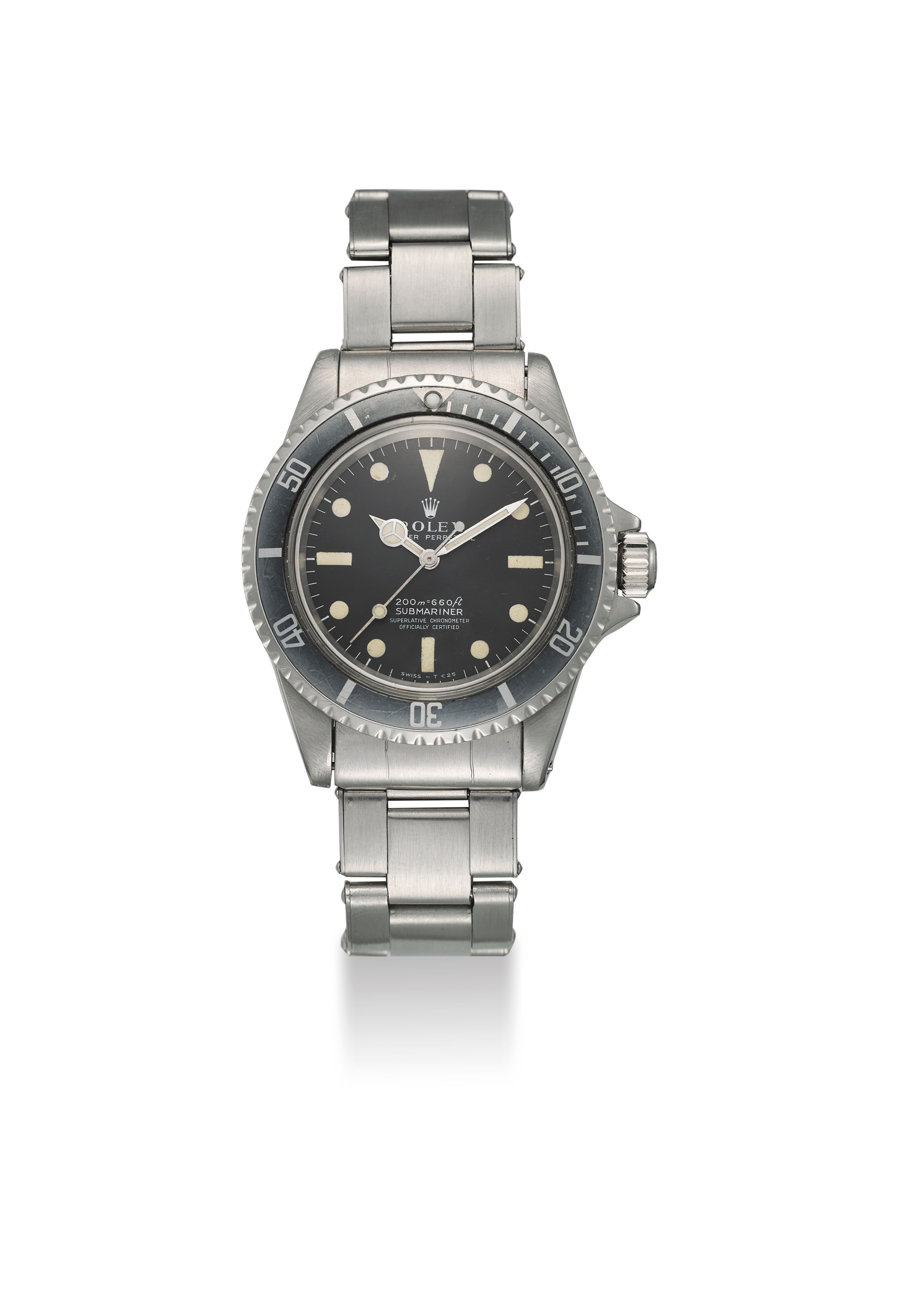 ROLEX. A FINE AND RARE STAINLESS STEEL AUTOMATIC WRISTWATCH WITH SWEEP