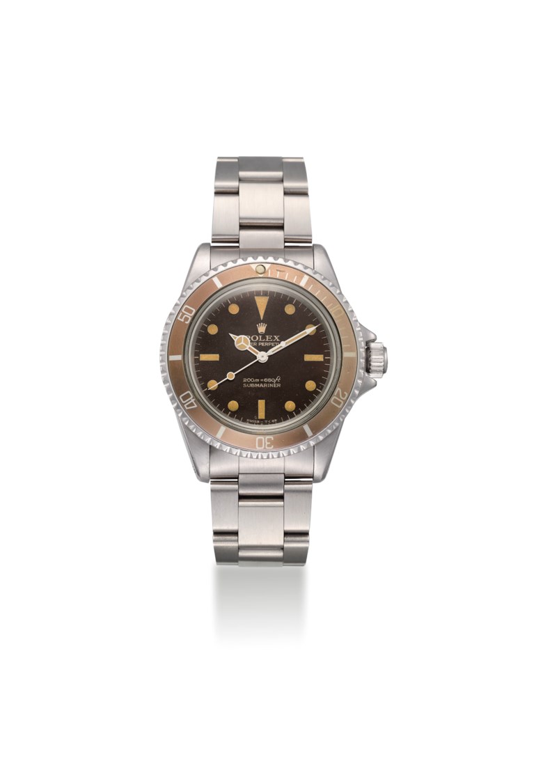 Rolex. a fine and very rare stainless-steel automatic wristwatch with sweep centre seconds, stardust dial and bracelet, circa 1966. Signed Rolex, Oyster Perpetual, 200m600ft, Submariner, ref. 5513, case no. 1’293’711. Estimate $20,000-30,000. Offered in Important Watches on 22 March 2019 at Christie’s in Dubai