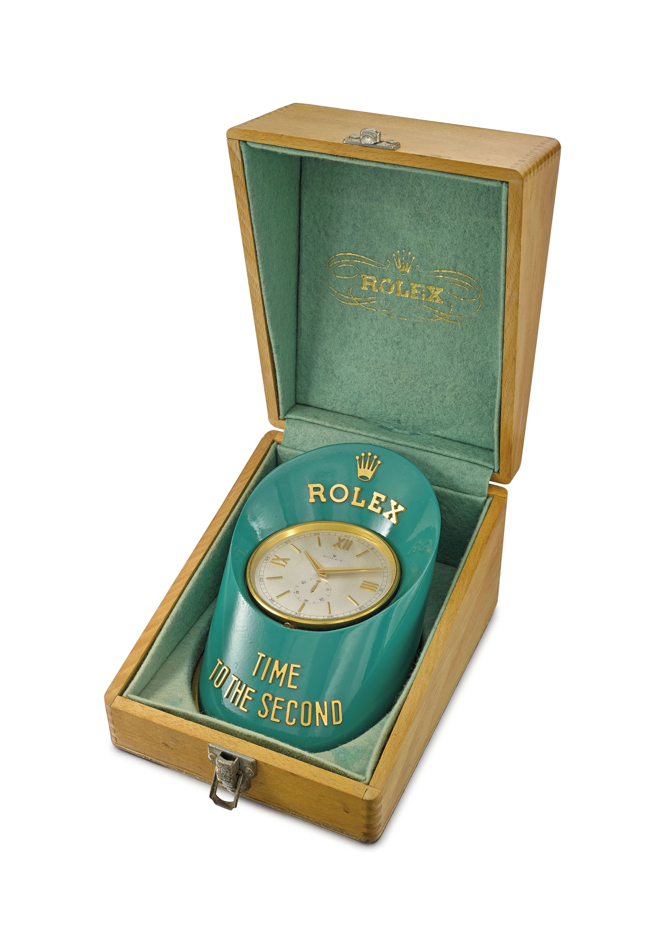 Rolex. A rare and unusual gilt brass and painted hoofshaped display