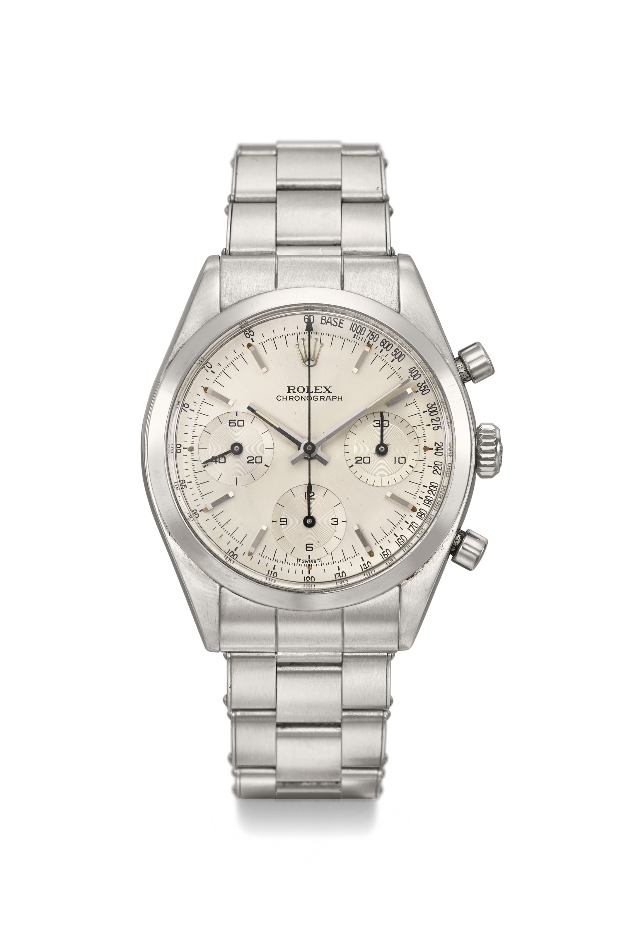 Rolex. An extremely rare and highly attractive stainless steel and pink  gold chronograph wristwatch with bracelet