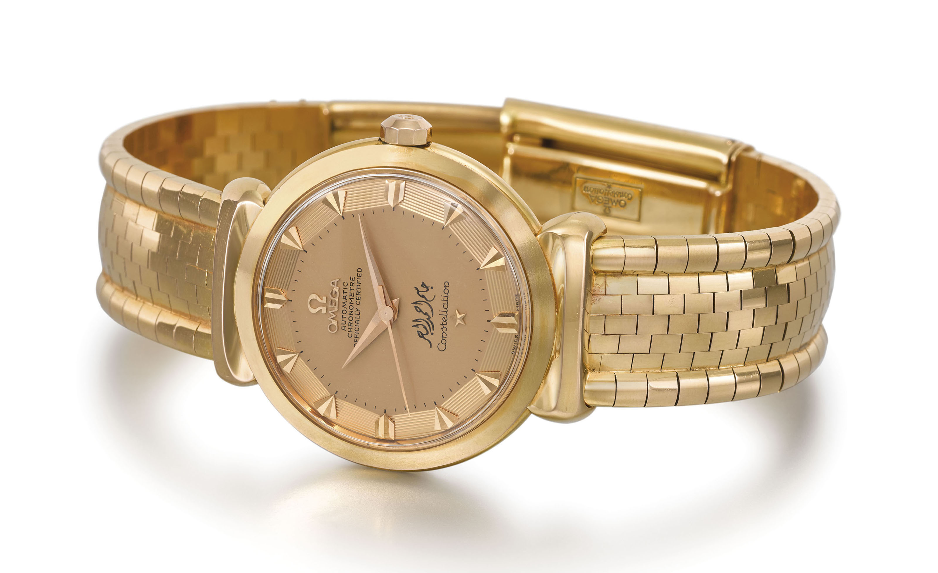 omega pink gold watch