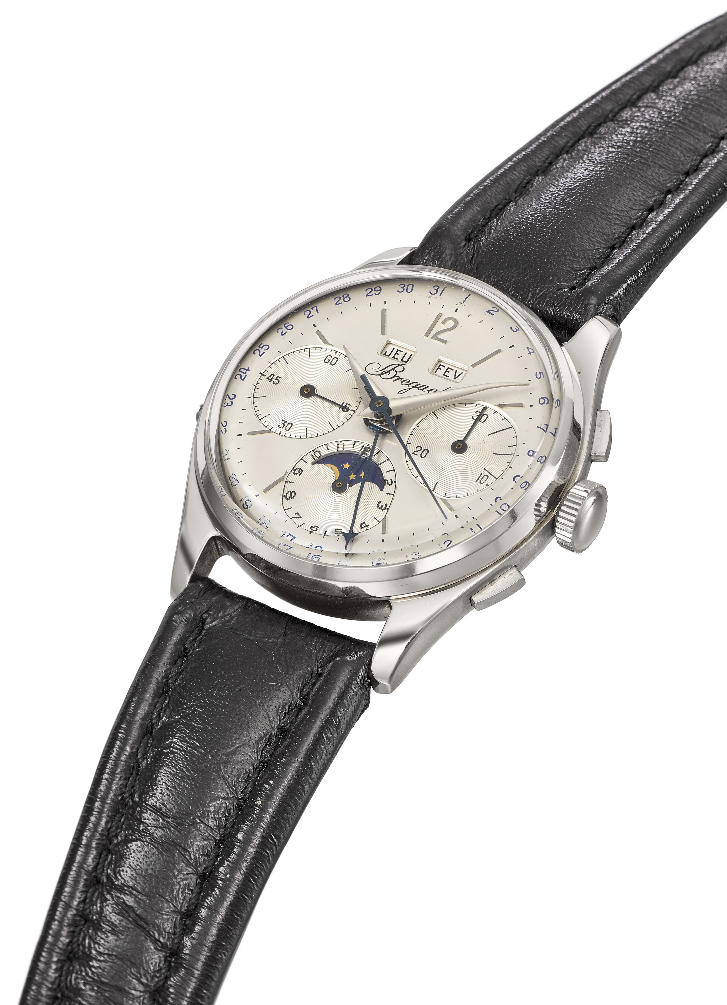 Breguet. An extremely rare and highly attractive stainless steel triple