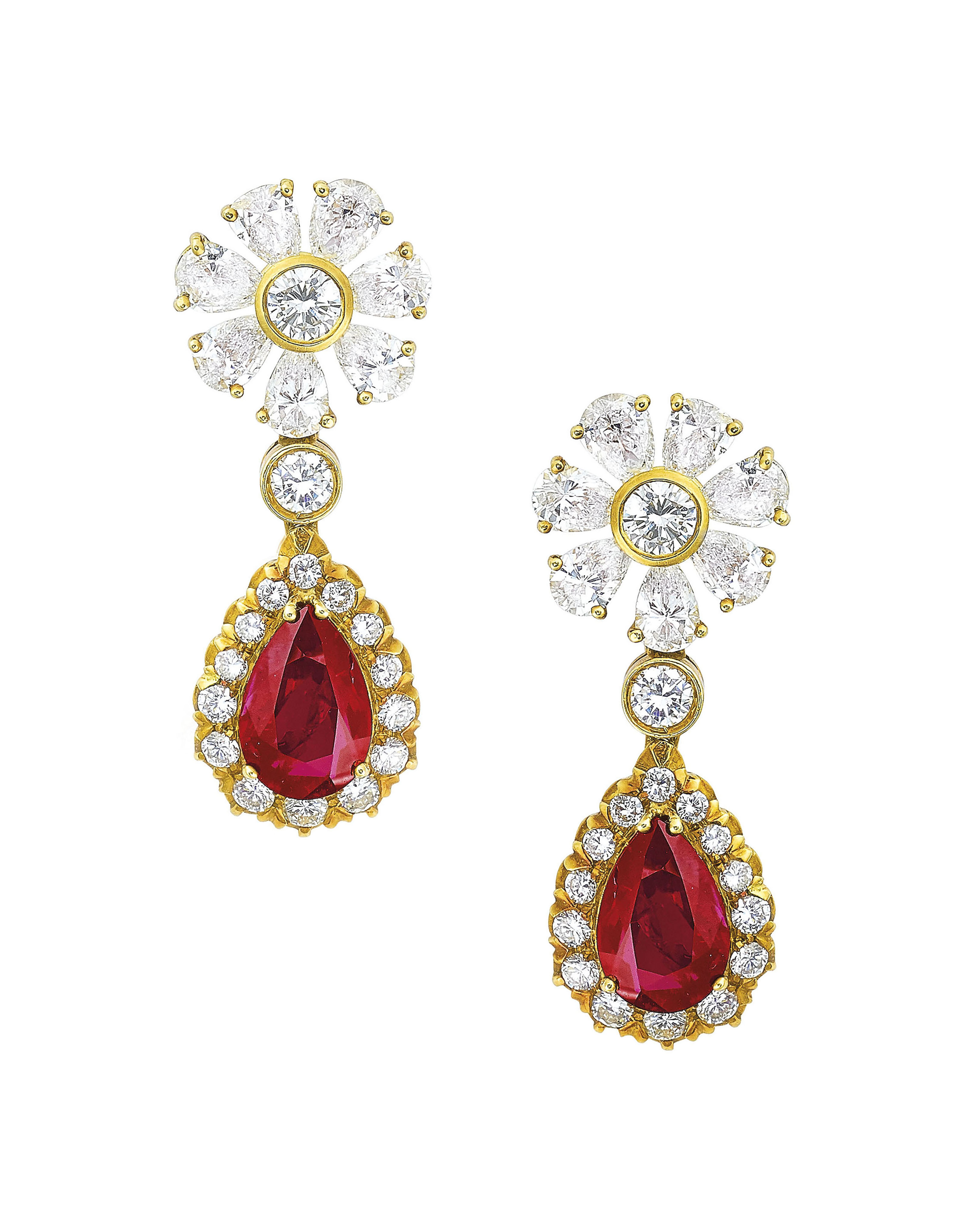 RUBY AND DIAMOND NECKLACE AND EARRINGS SET | Christie's