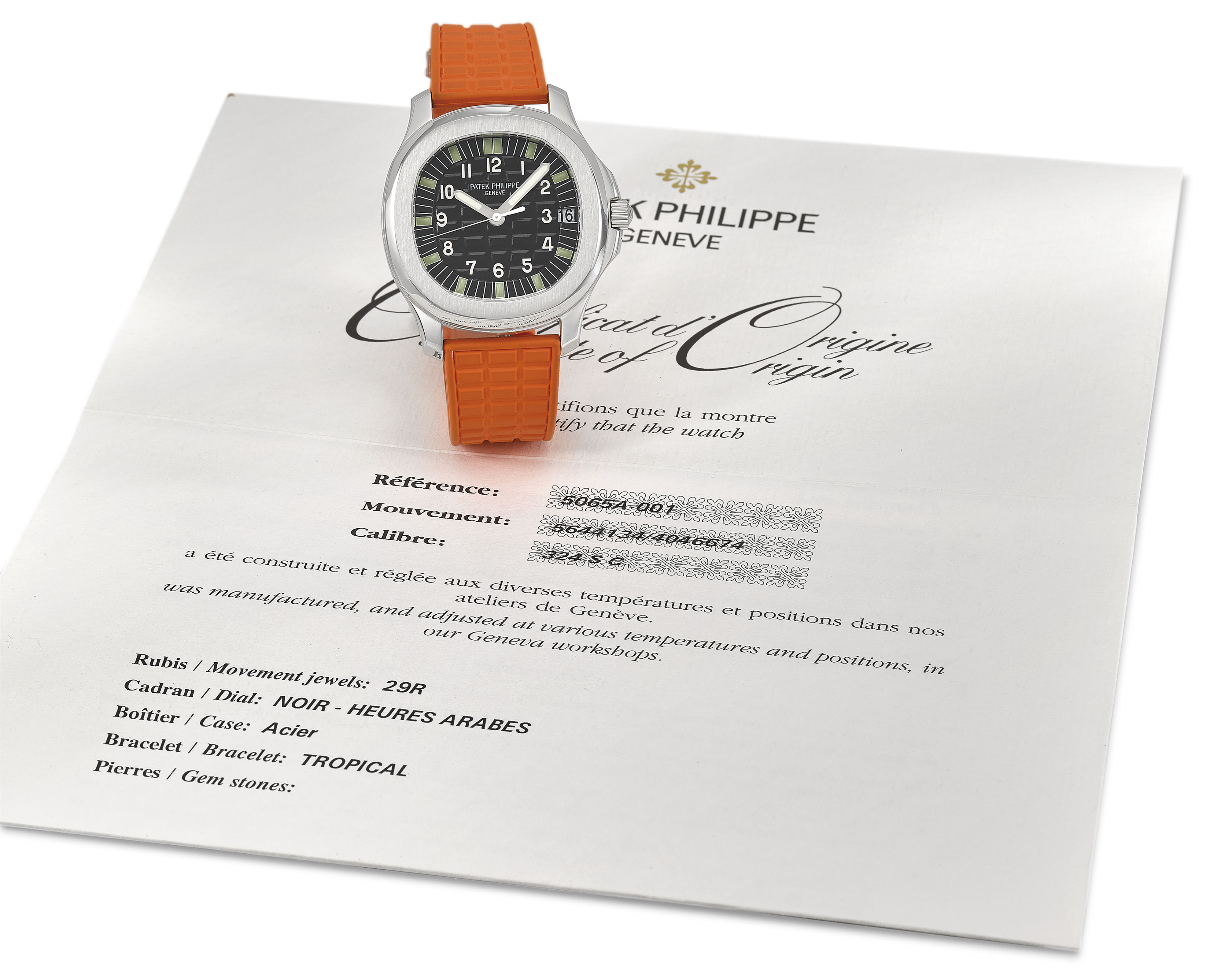 Patek Philippe A Very Fine And Extremely Rare Stainless Steel Automatic Wristwatch With Sweep Centre Seconds Date And Certificate Of Origin