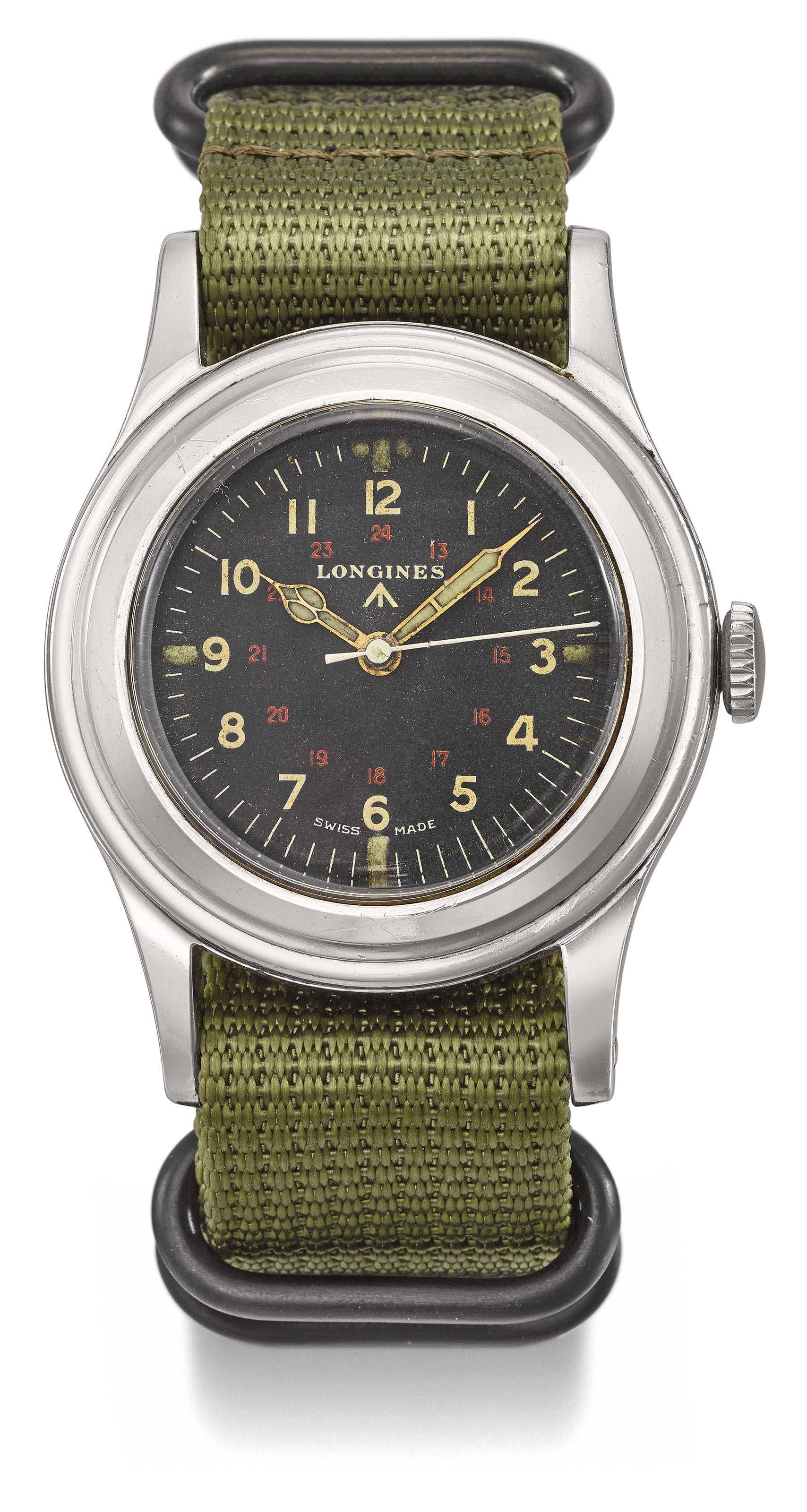 LONGINES. AN EXTREMELY RARE AND LARGE STAINLESS STEEL ANTI