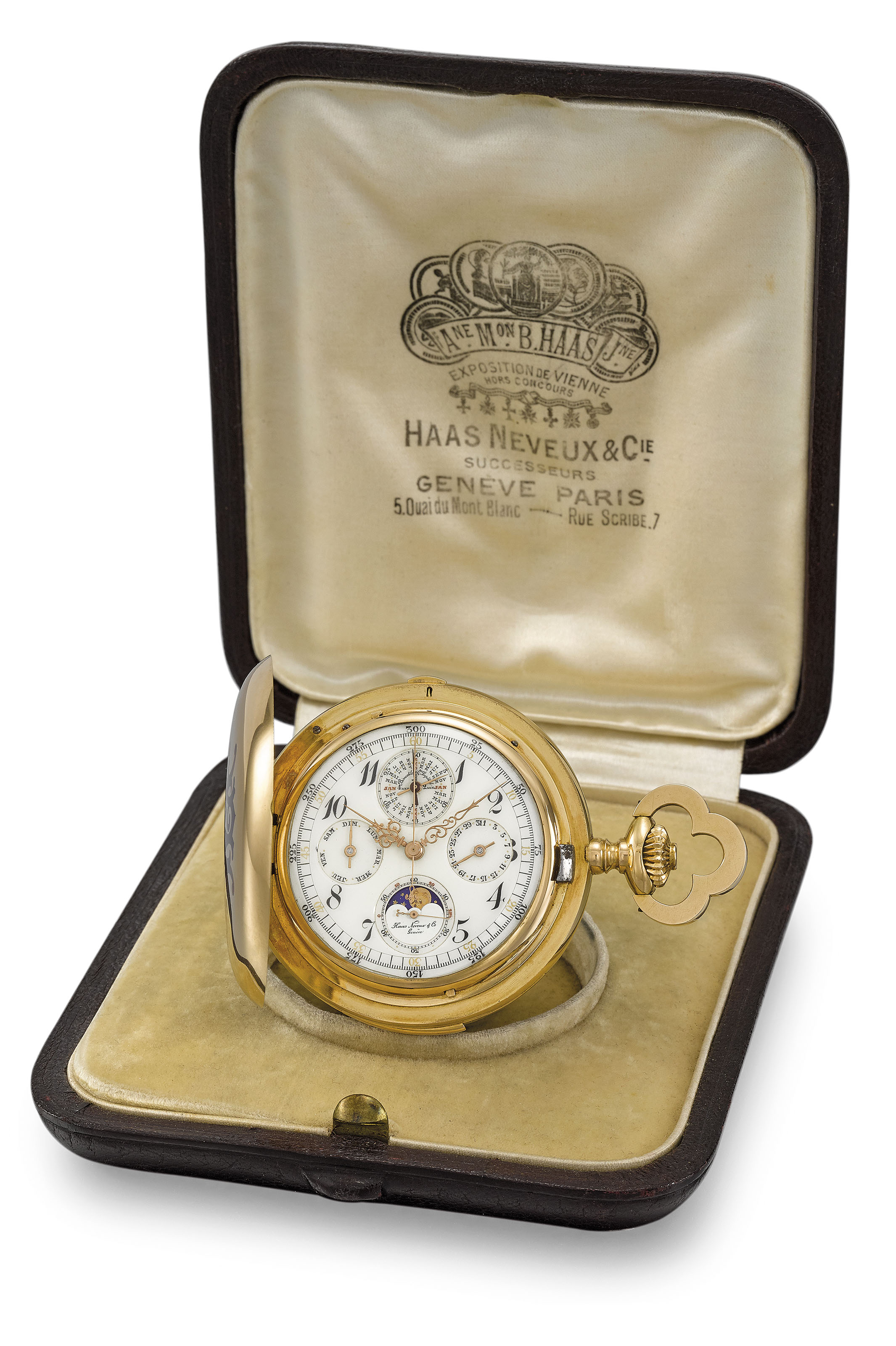 Haas Neveux & Cie. A very fine and heavy 18K gold hunter case minute