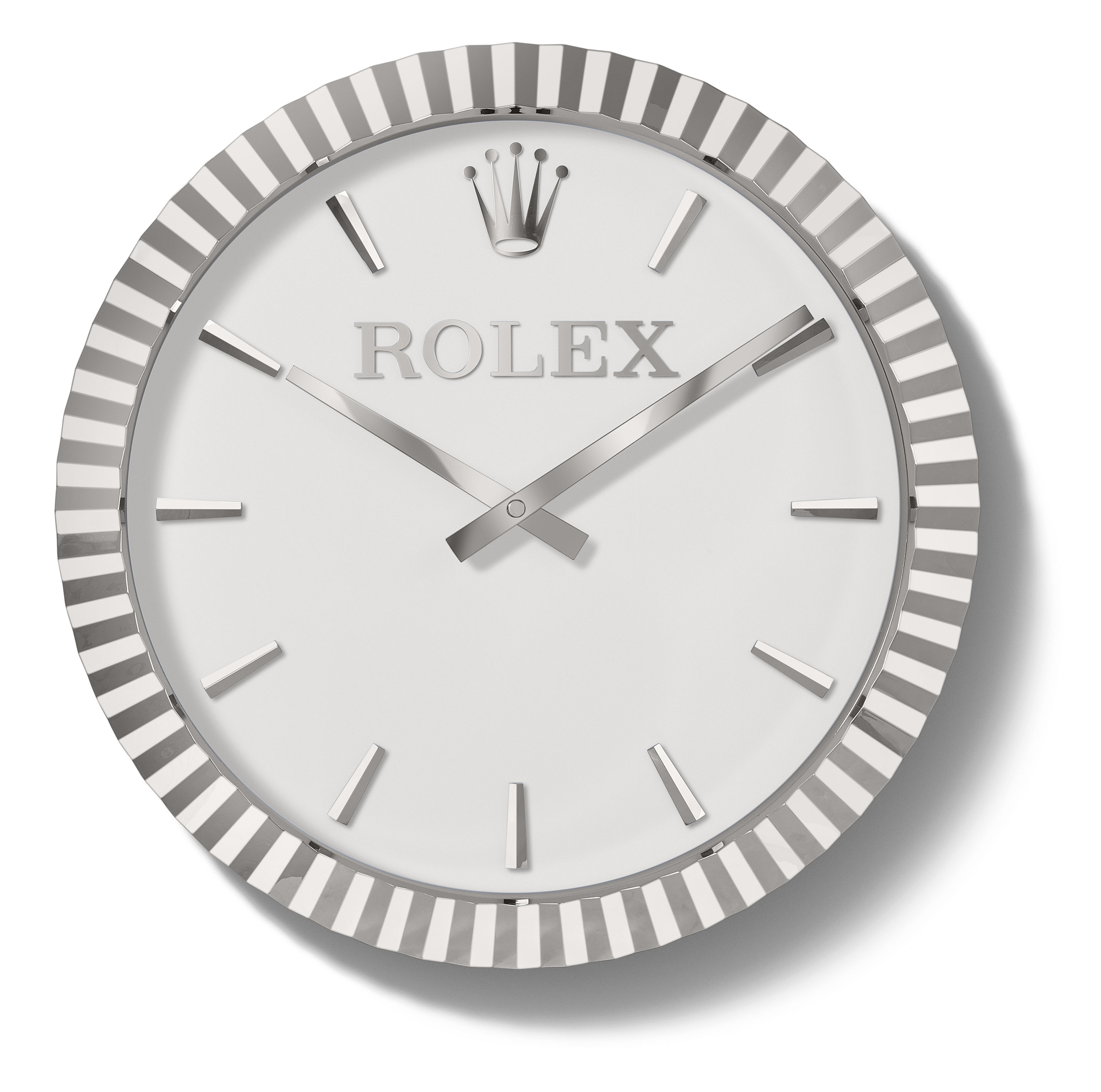 Rolex. An unusual and very large stainless steel wall clock , SIGNED