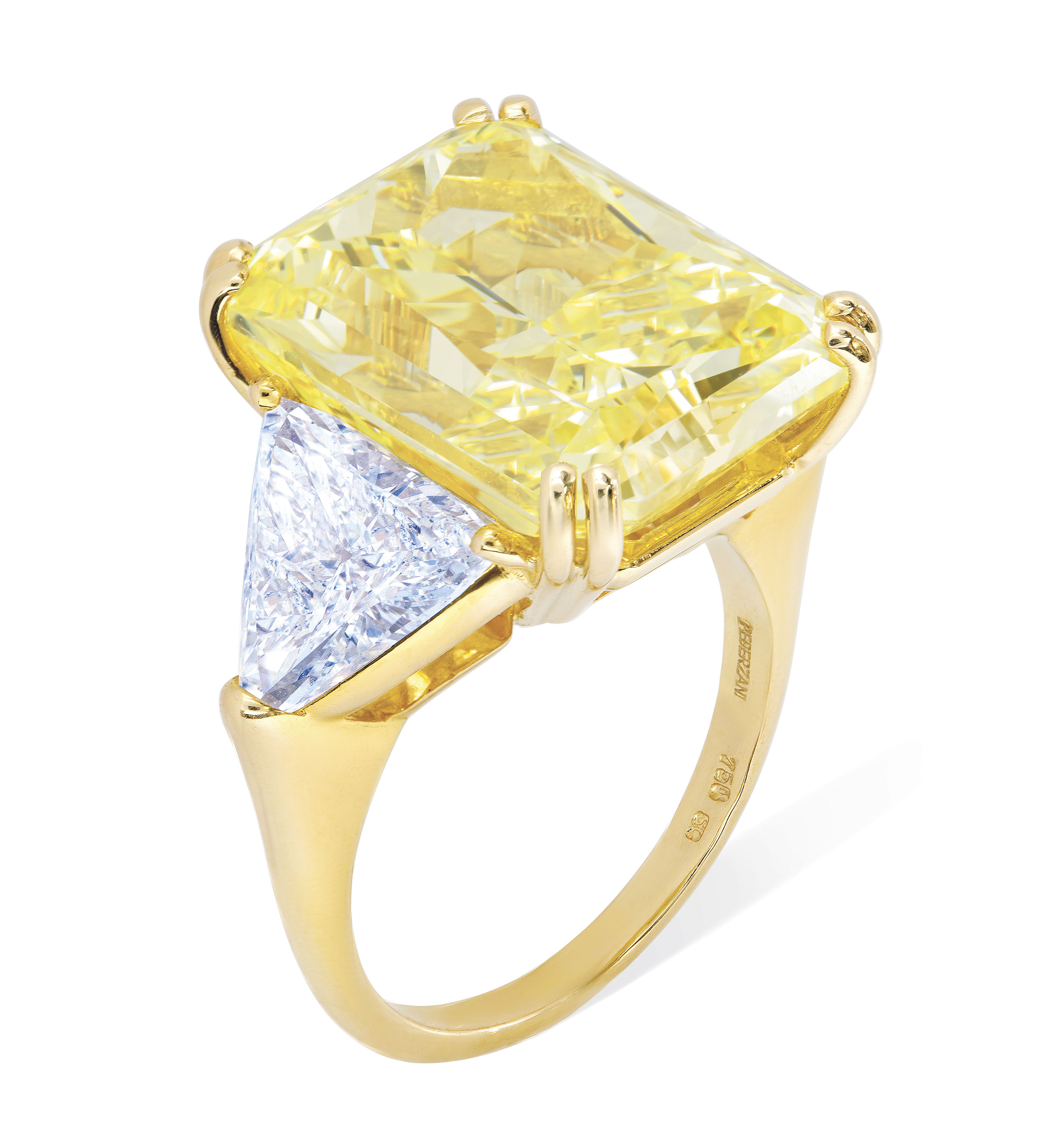 COLOURED DIAMOND AND DIAMOND RING, PEDERZANI