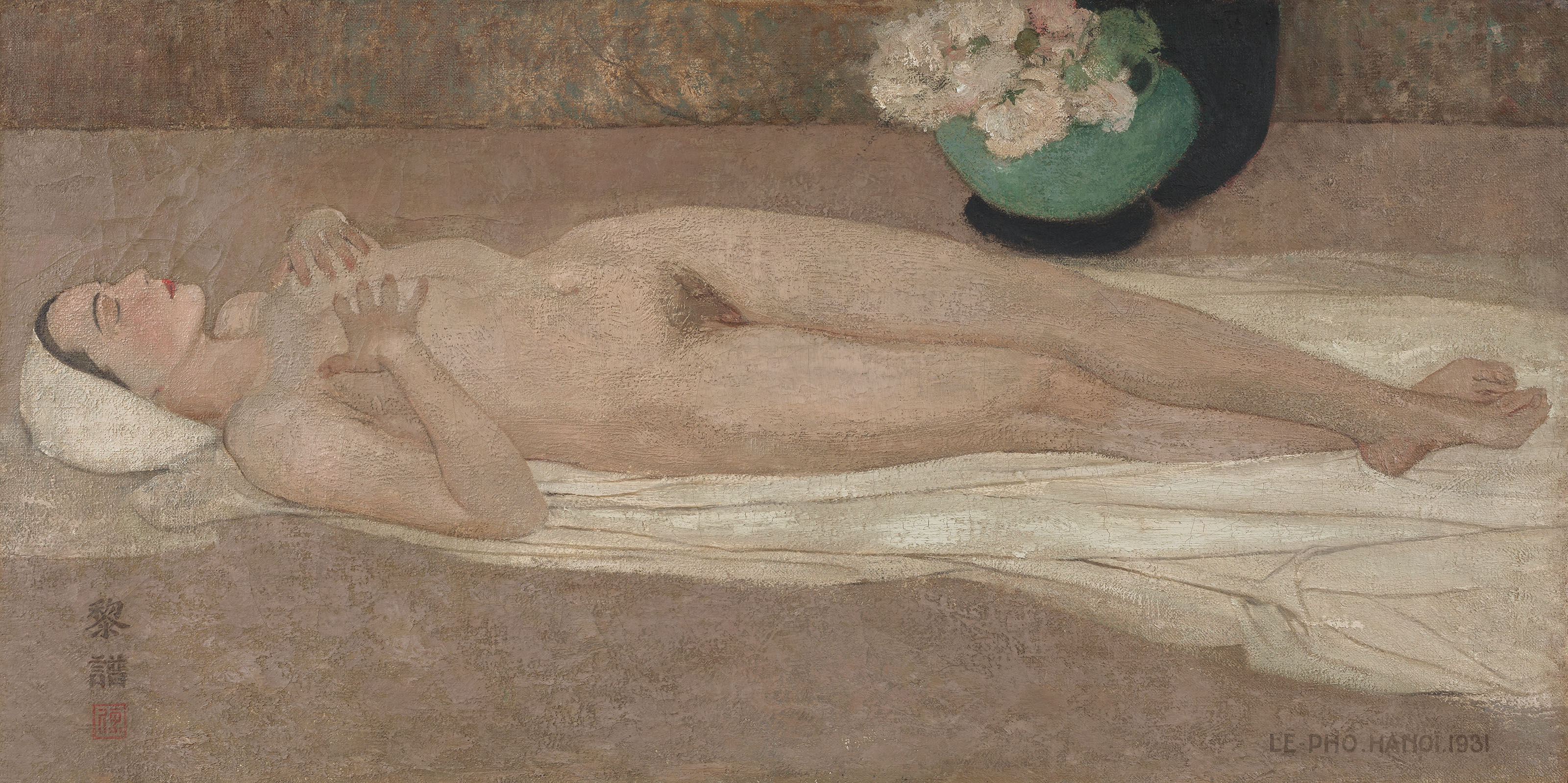 Le Pho (1907-2001), Nue (Nude), 1931. Oil on canvas. Dimensions: 90.5 x 180.5  cm (35⅝ x 71⅛  in). Sold for HK$10,925,000 on 26 May 2019 at Christie&rsquo;s in Hong Kong