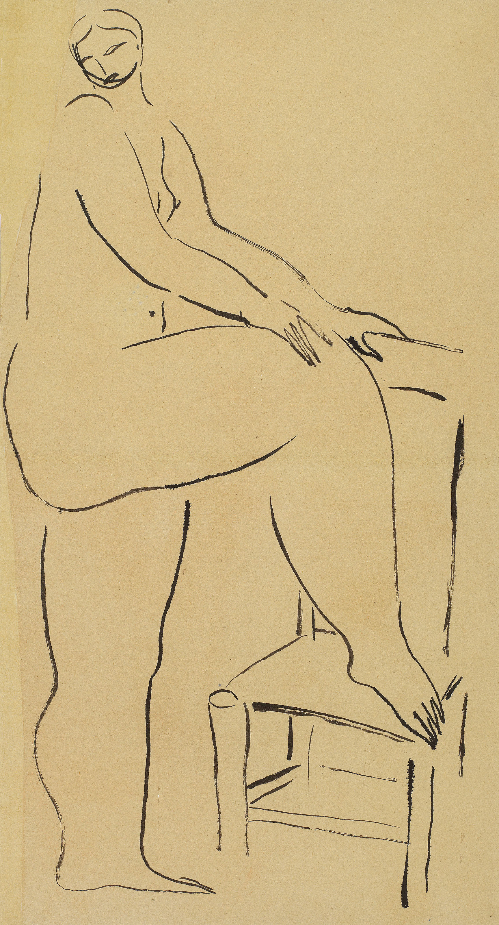 Standing Nude with One Foot on a Chair