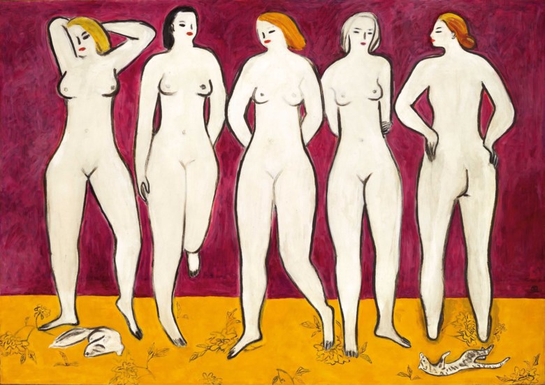 常玉（1895-1966），《五裸女》，1950年代作。估价：250,000,000 – 550,000,000港元。此作将于11月23日于香港二十世纪及当代艺术晚间拍卖中呈献