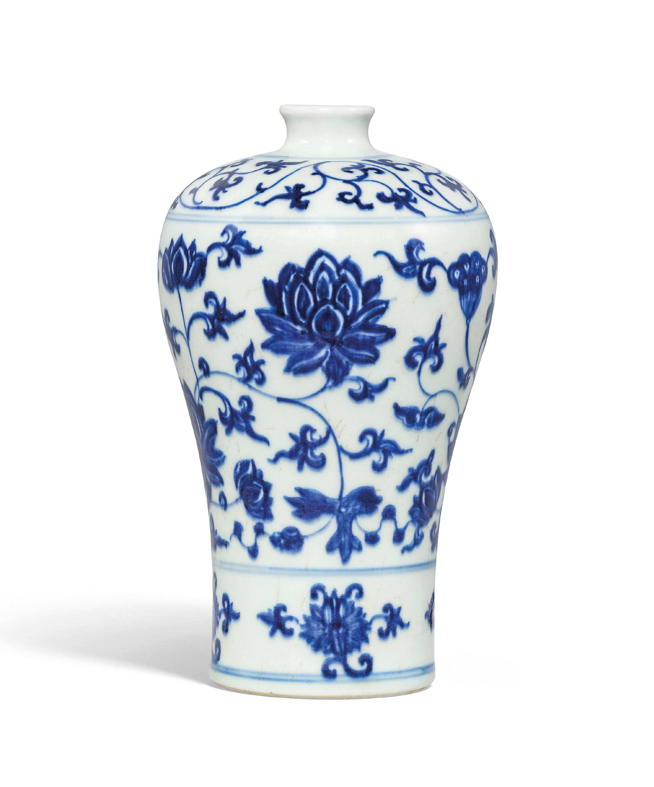 A BLUE AND WHITE MINGSTYLE 'LOTUS' VASE, MEIPING , YONGZHENG PERIOD