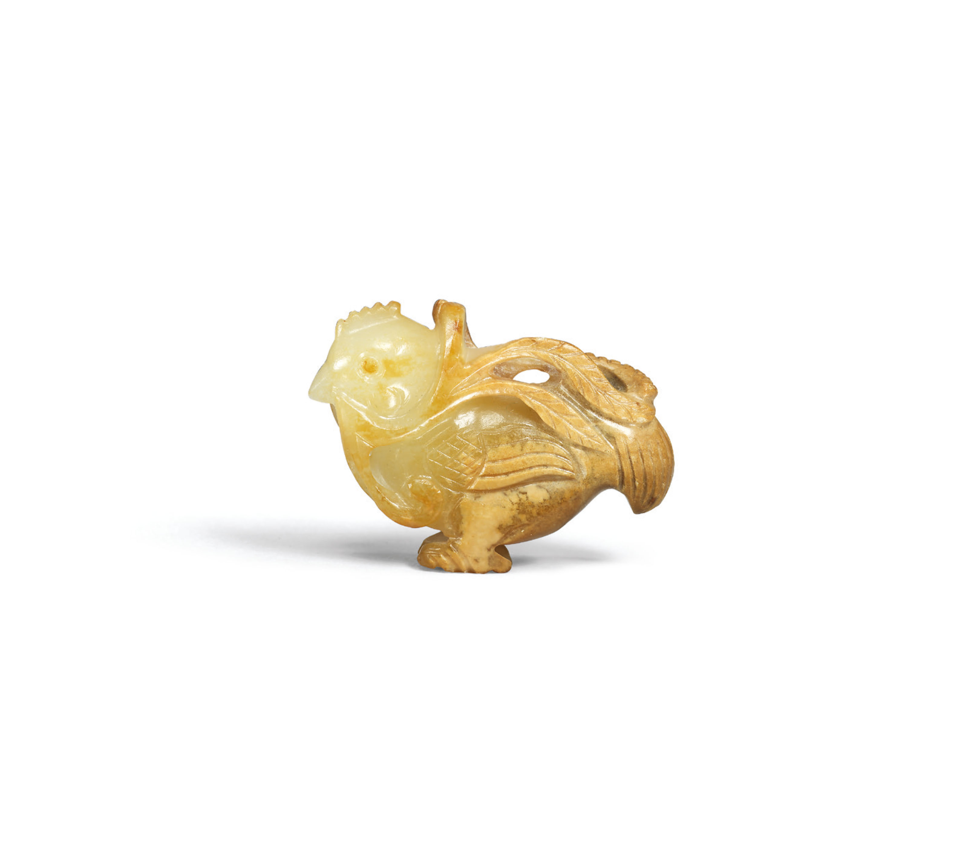 A White And Russet Jade Carving Of A Cockerel